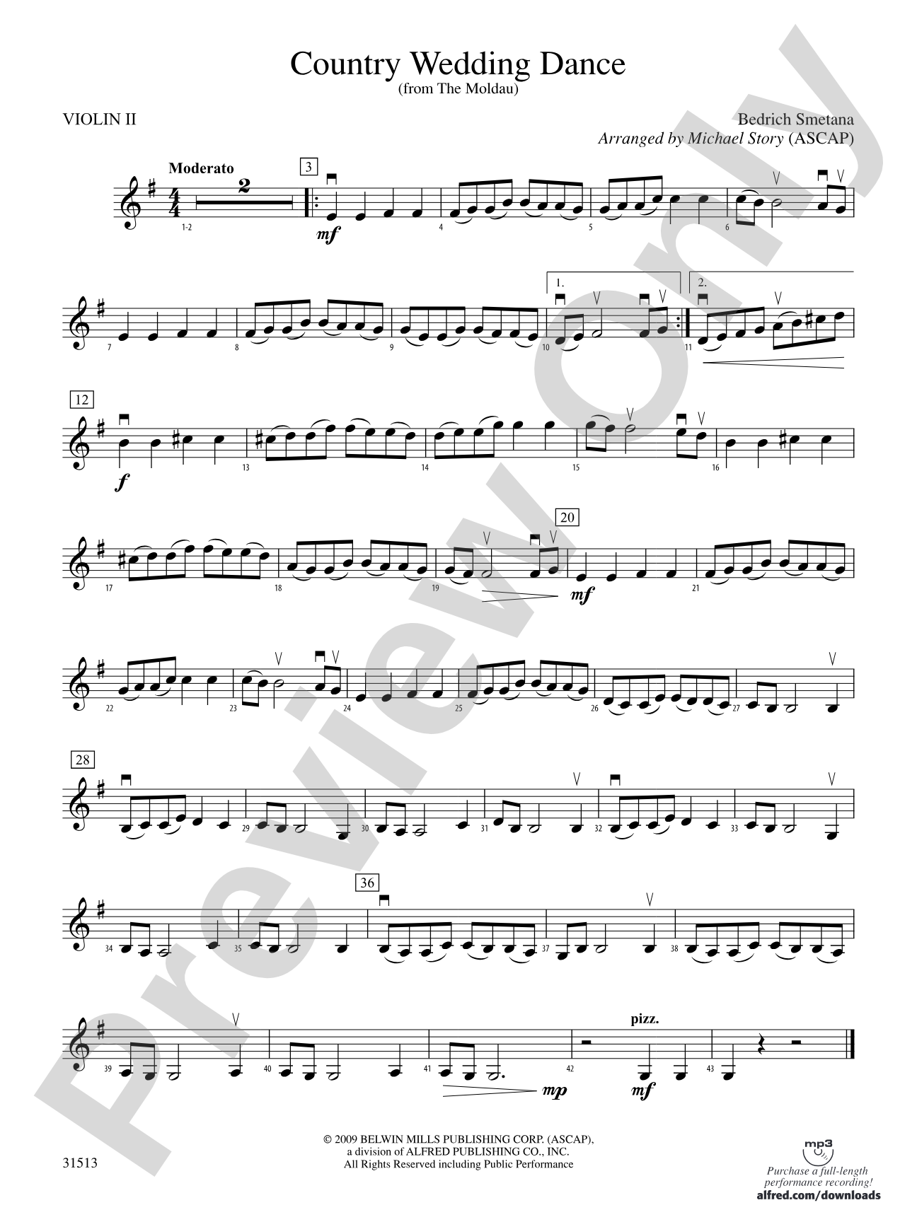 Country Wedding Dance (from The Moldau): 2nd Violin