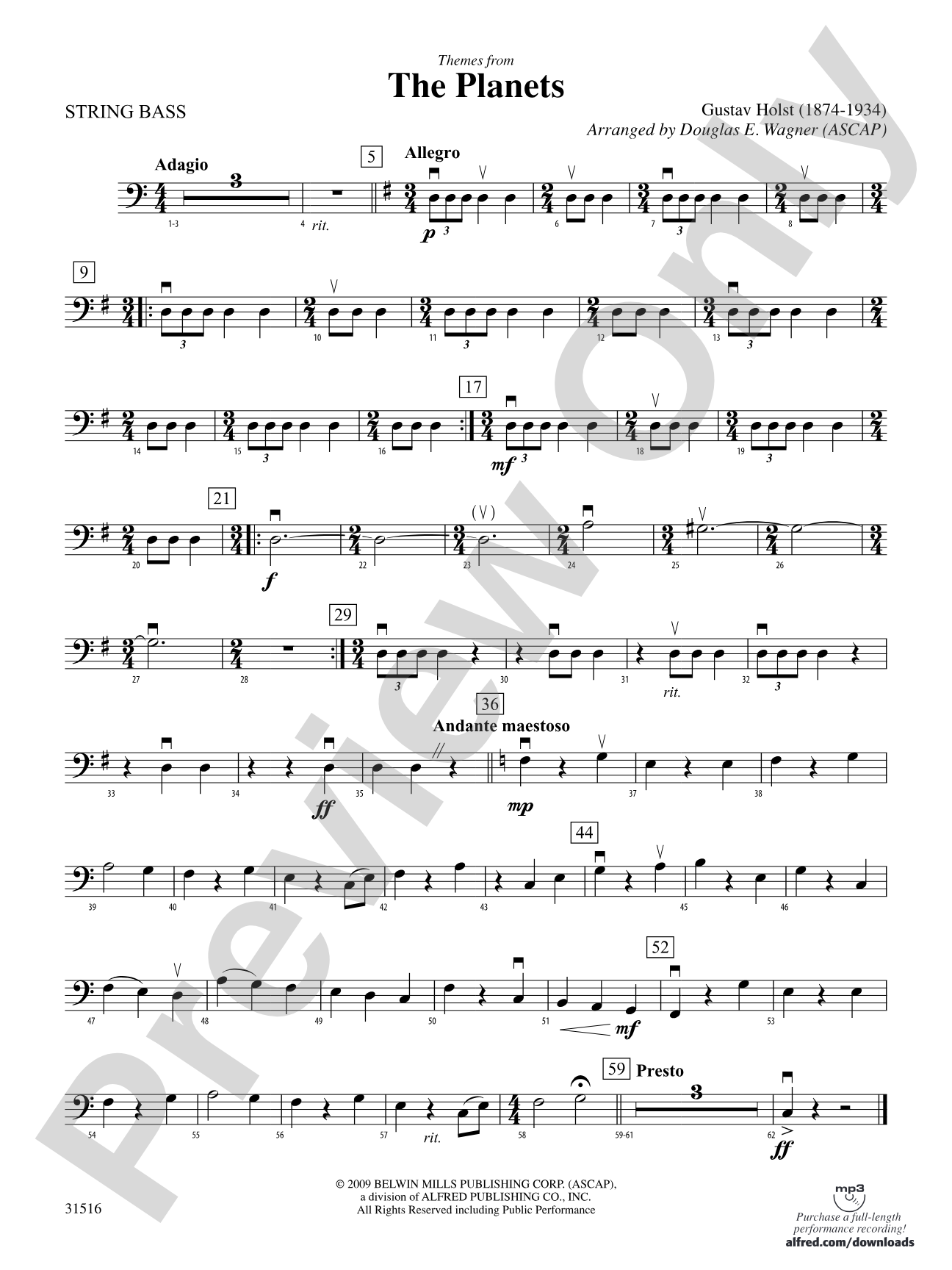 The Planets, Themes from: String Bass