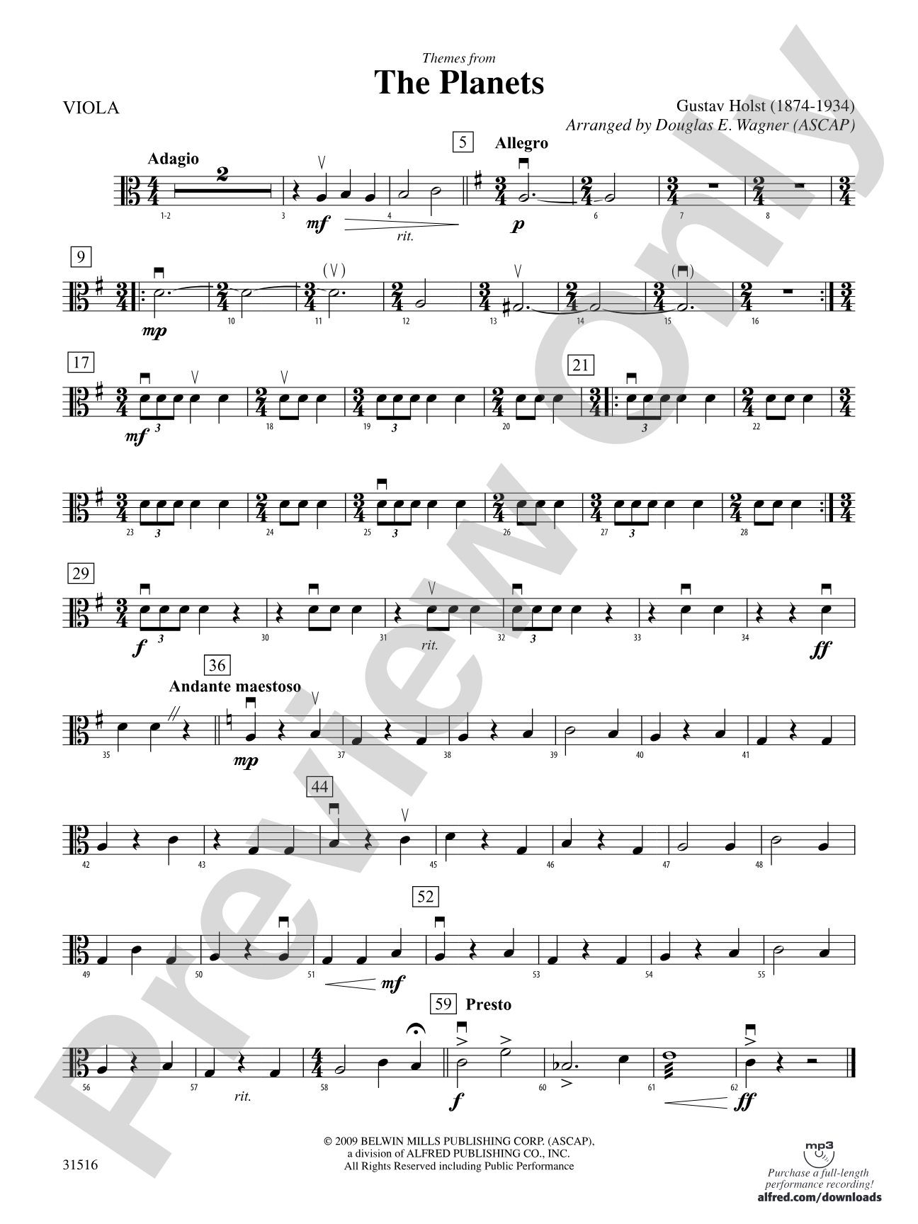 The Planets, Themes from: Viola