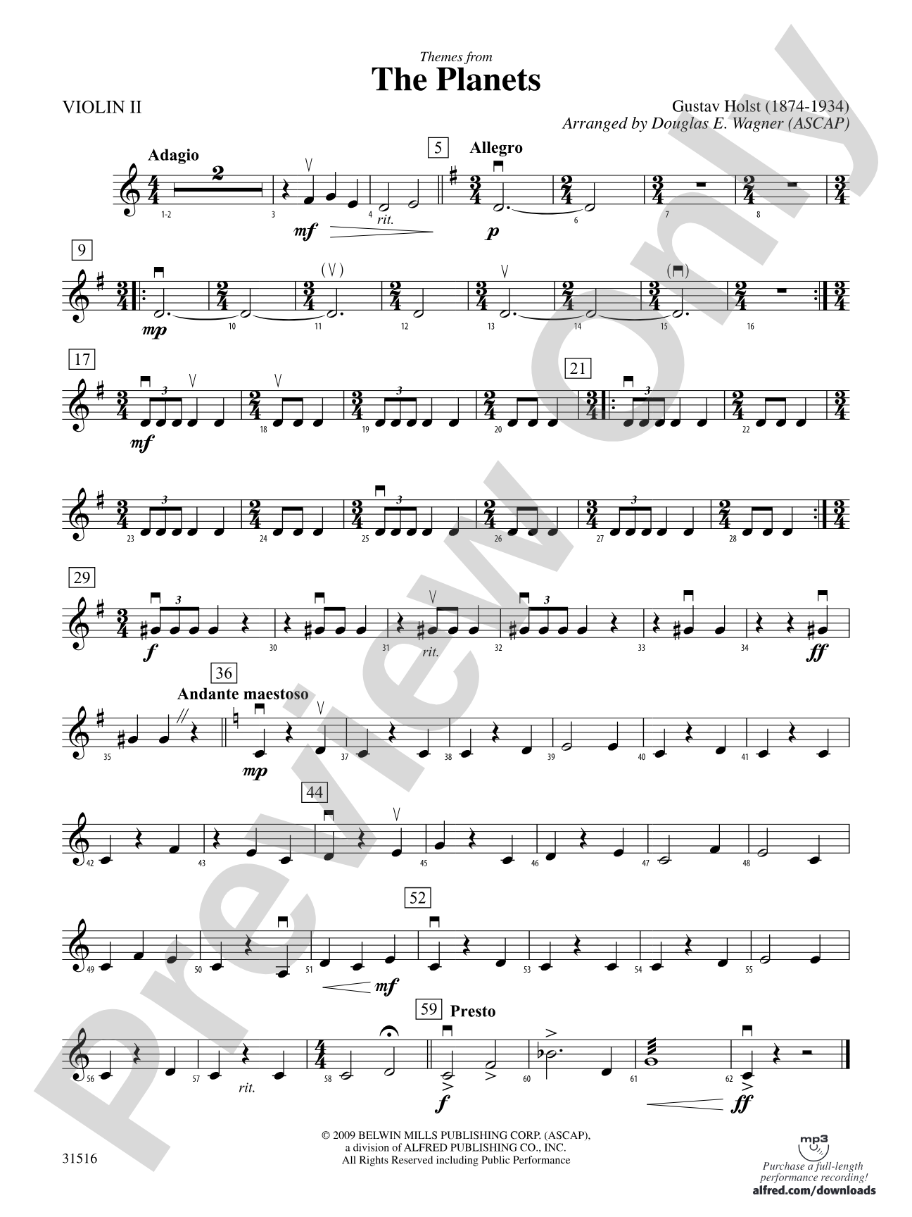 The Planets, Themes from: 2nd Violin