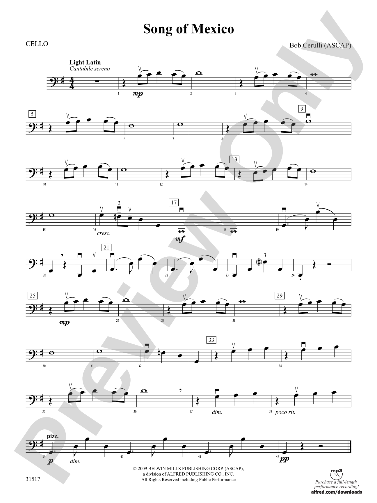 Song of Mexico: Cello