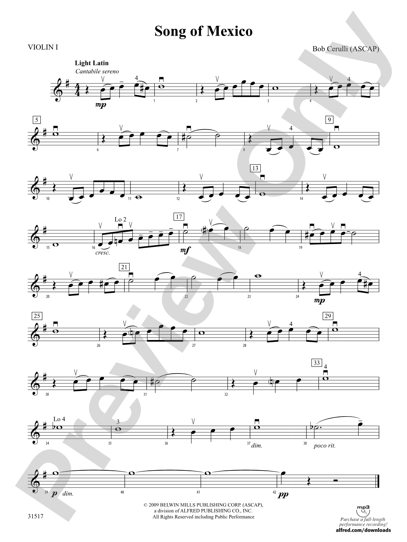 Song of Mexico: 1st Violin
