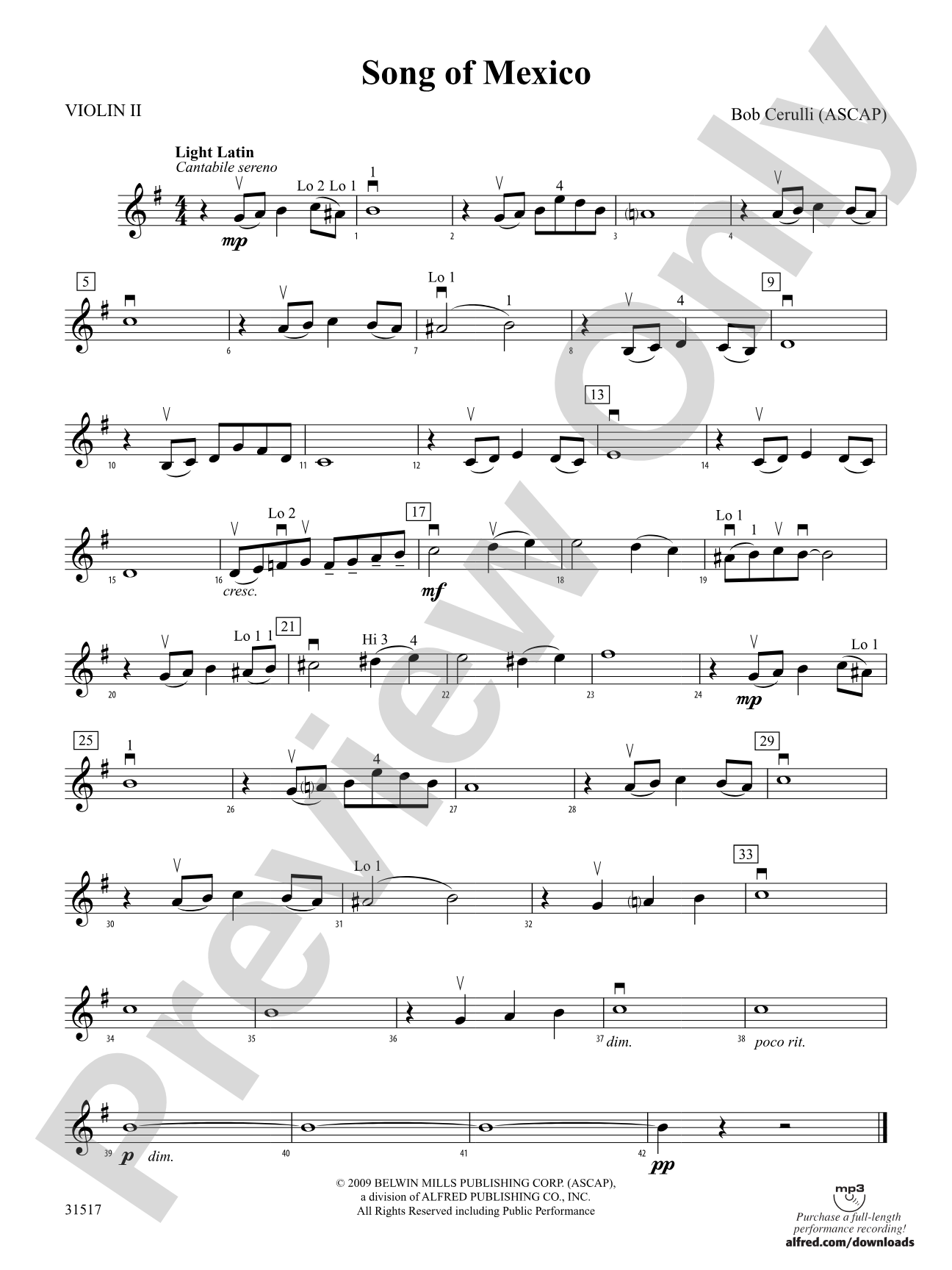 Song of Mexico: 2nd Violin