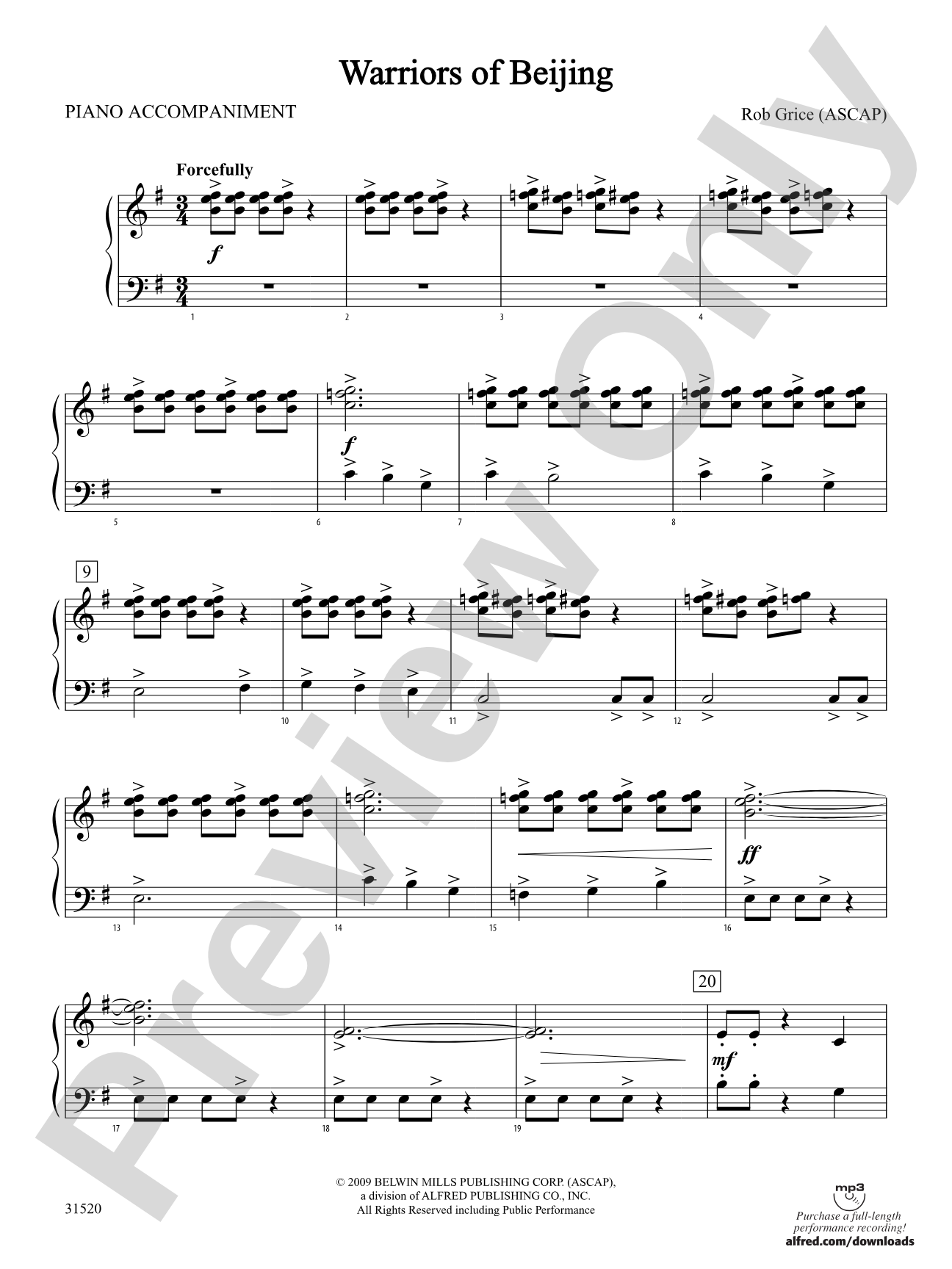 Warriors of Beijing: Piano Accompaniment