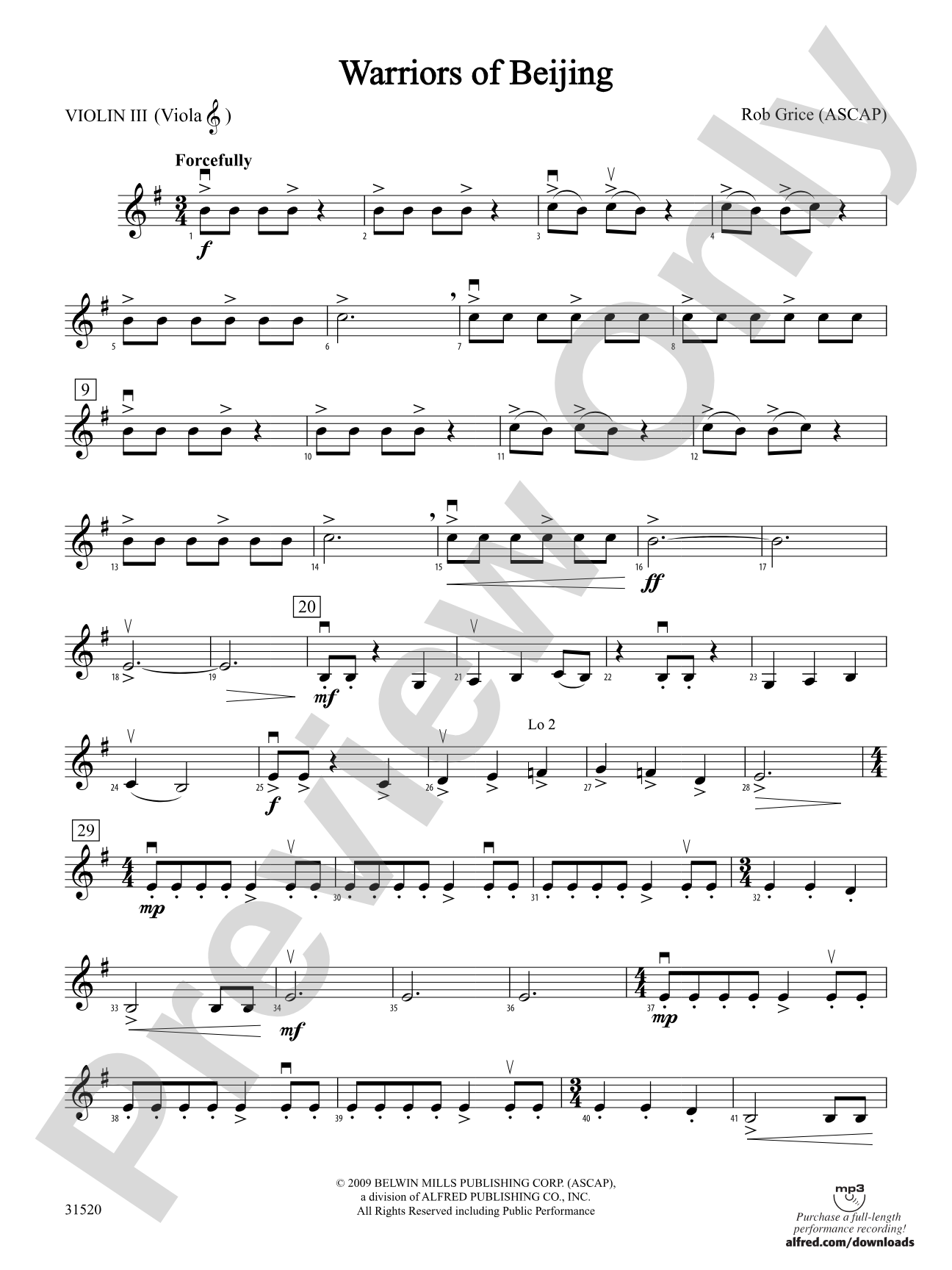 Warriors of Beijing: 3rd Violin (Viola [TC])