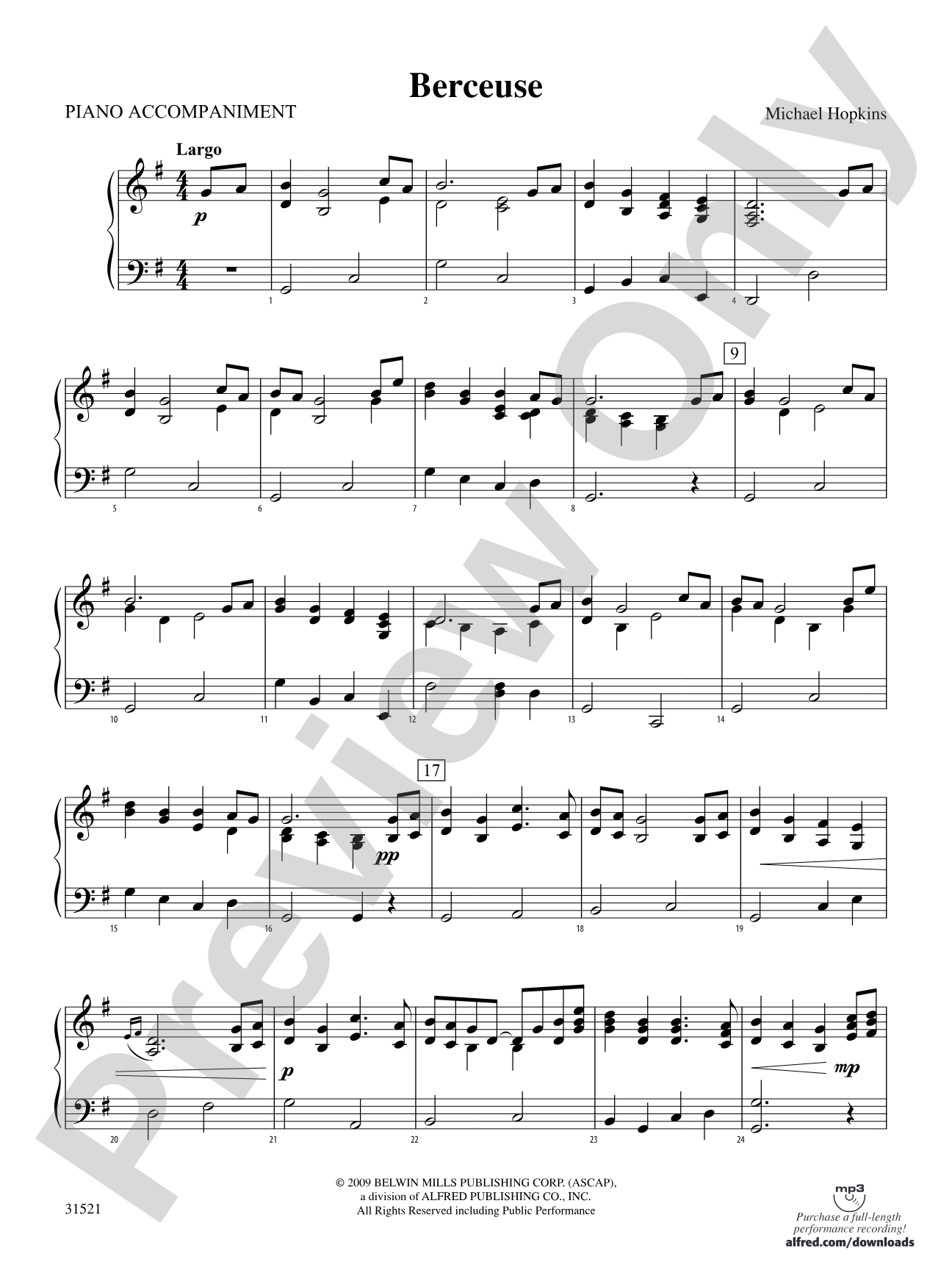 Berceuse: Piano Accompaniment