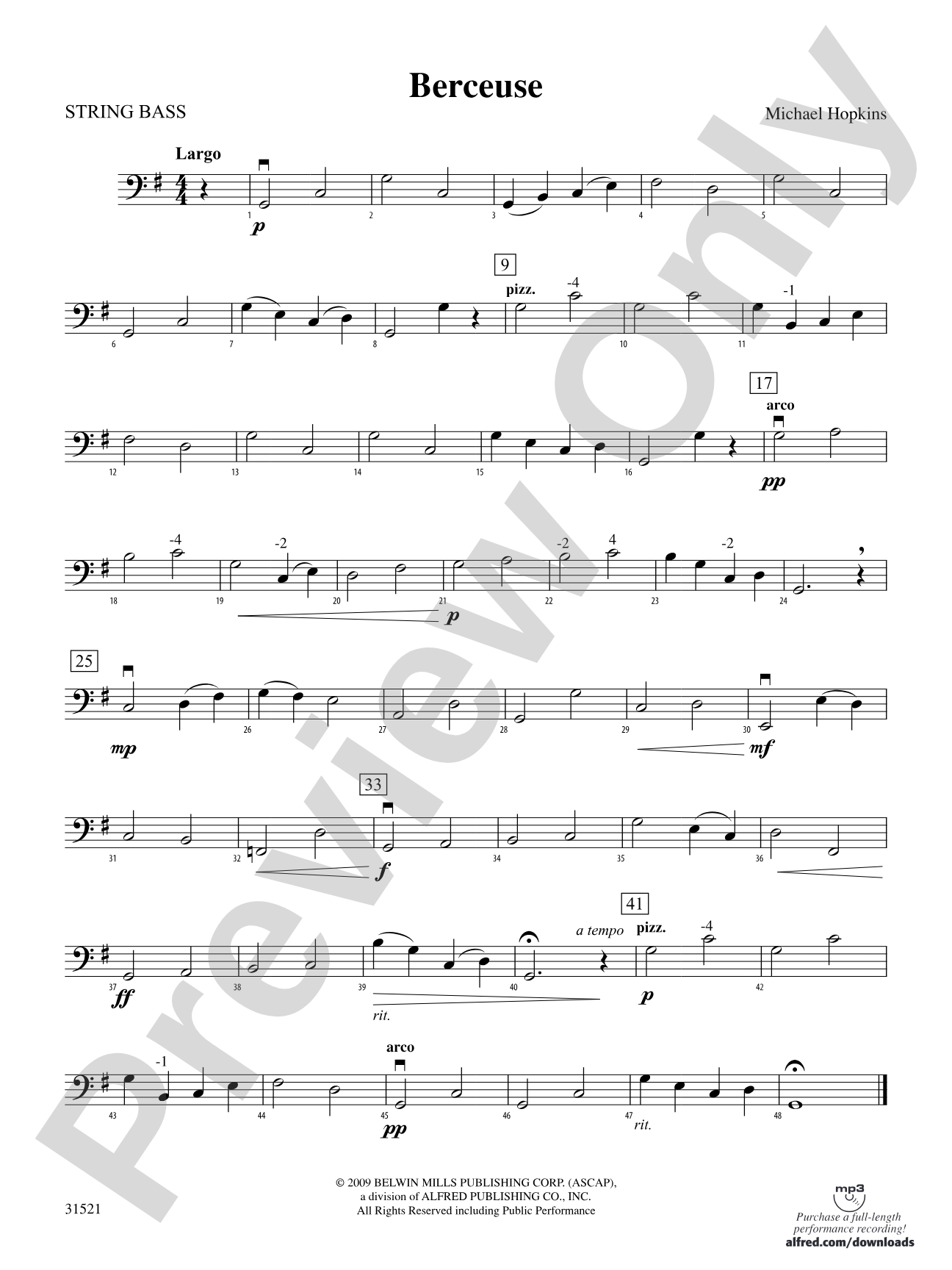 Berceuse: String Bass
