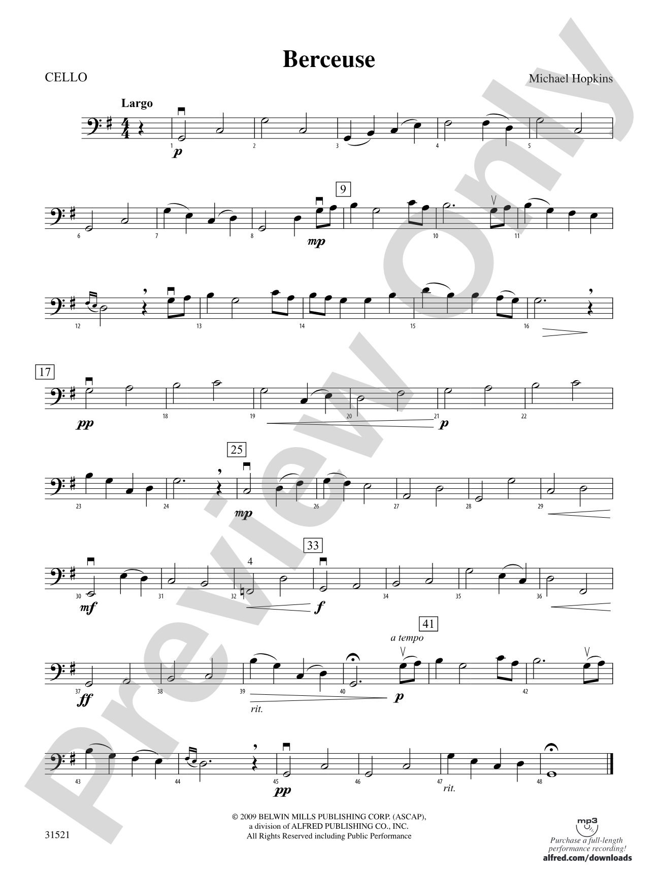 Berceuse: Cello