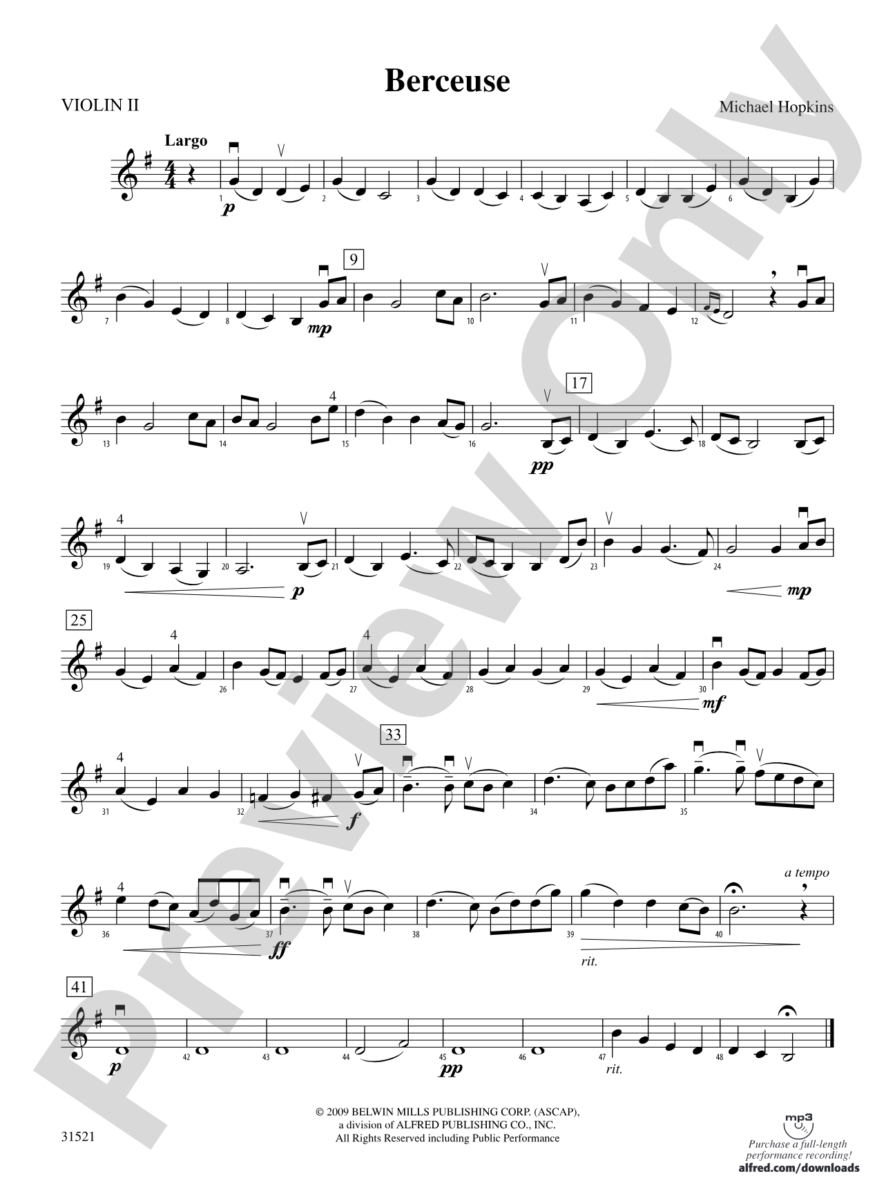 Berceuse: 2nd Violin