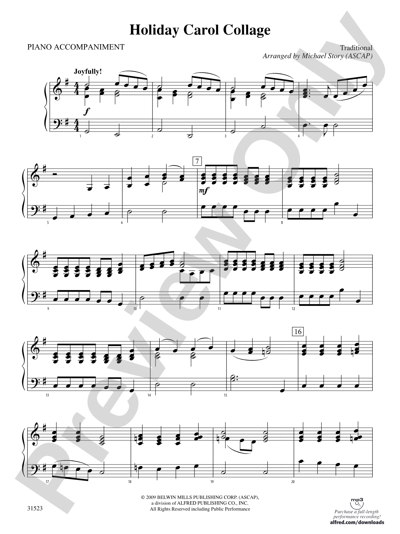 Holiday Carol Collage: Piano Accompaniment