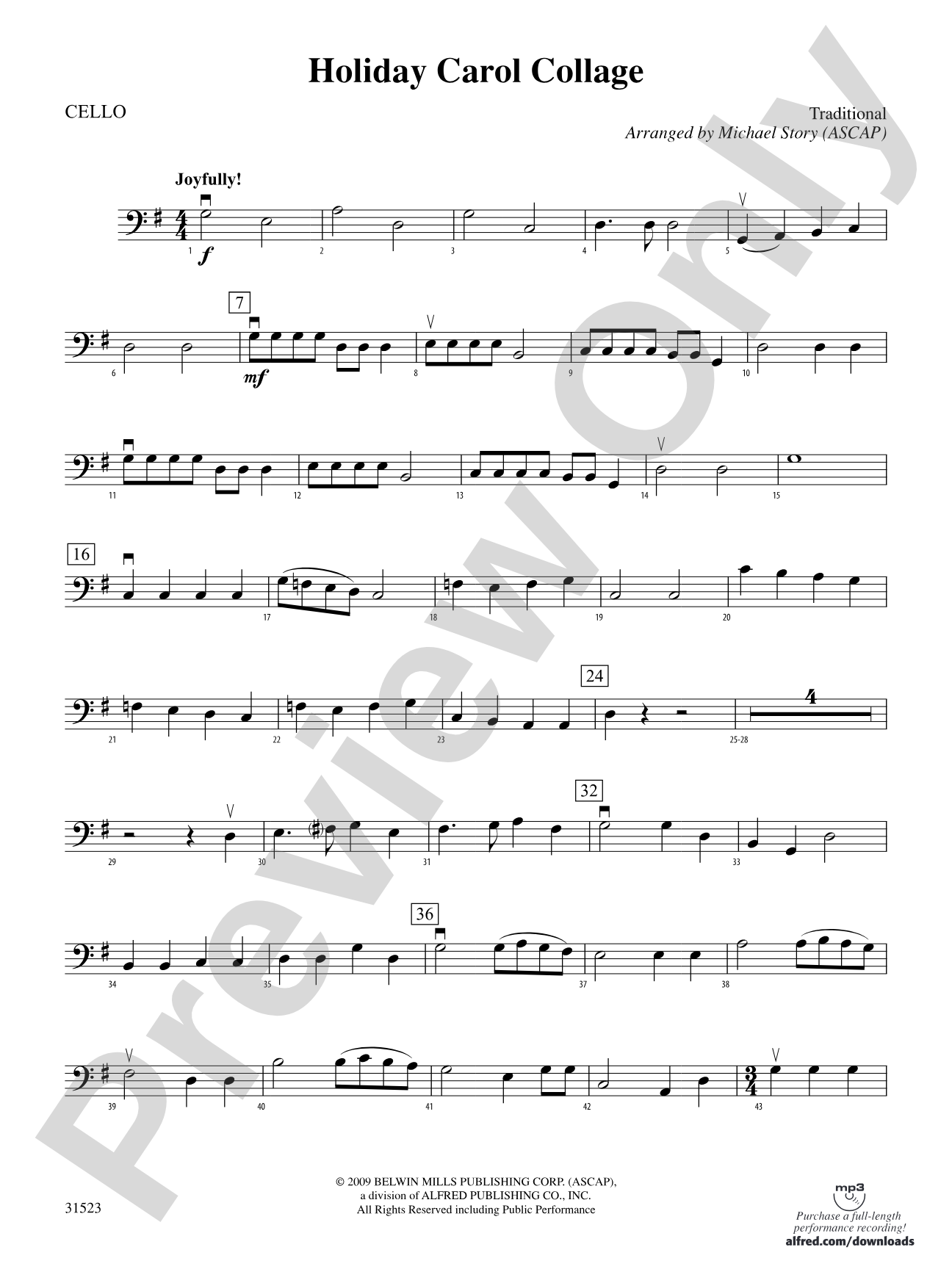 Holiday Carol Collage: Cello