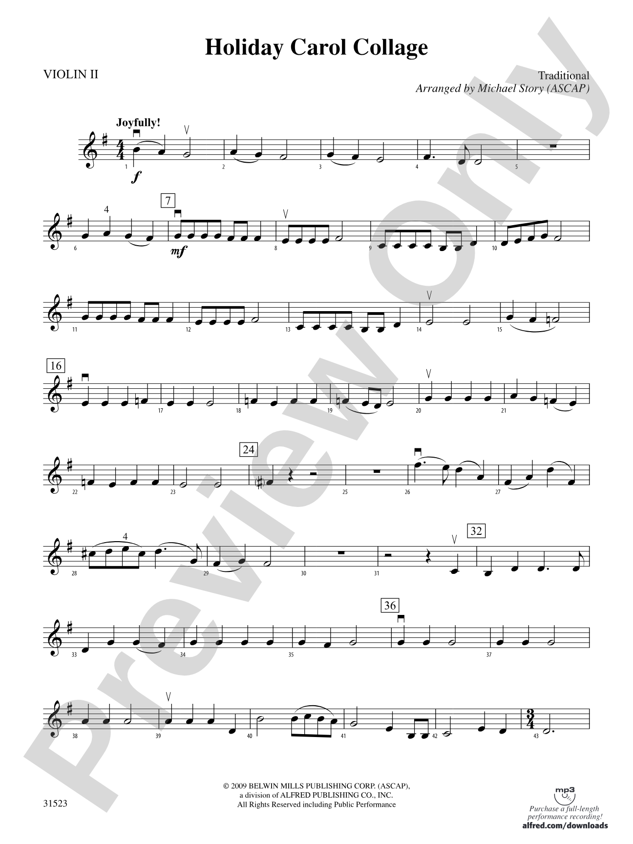 Holiday Carol Collage: 2nd Violin