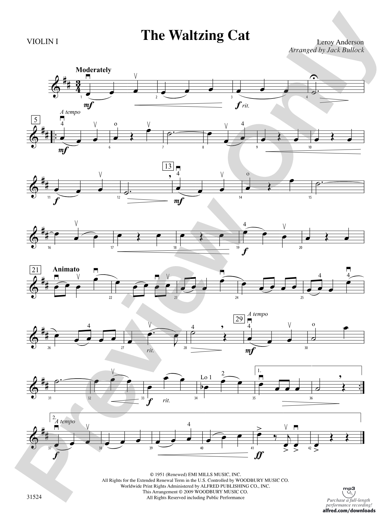 The Waltzing Cat: 1st Violin