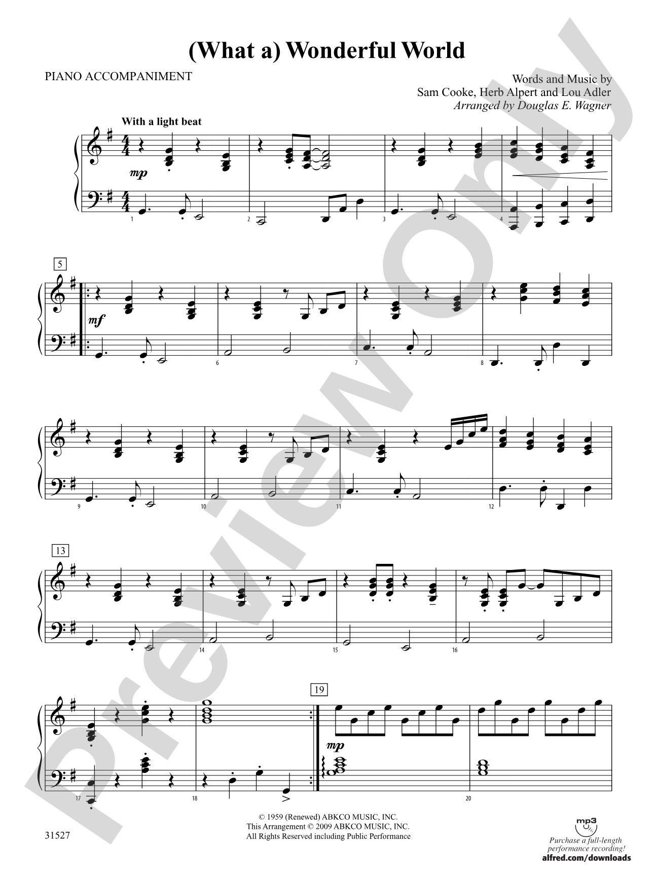 (What A) Wonderful World: Piano Accompaniment