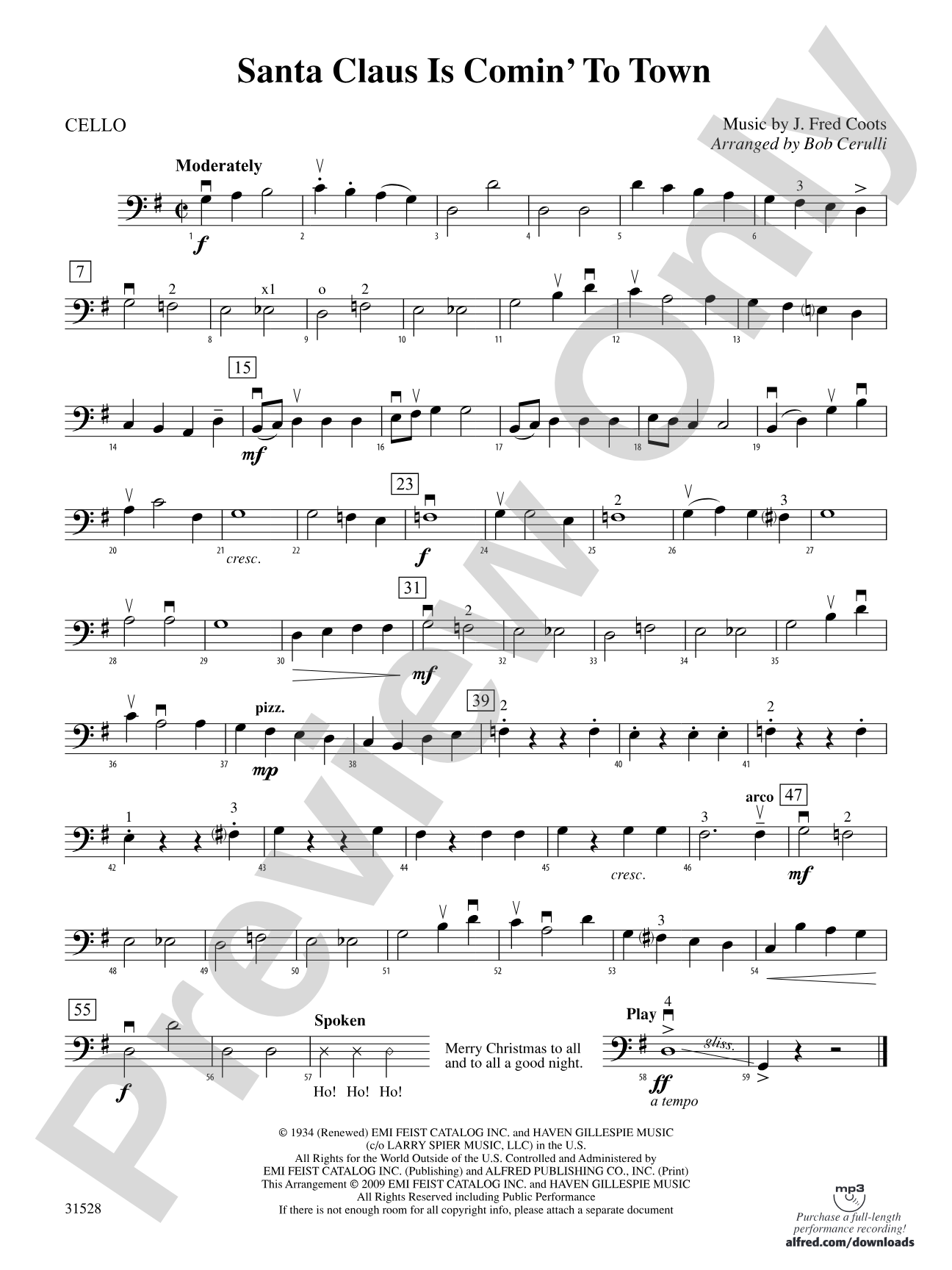 Santa Claus Is Comin' to Town: Cello
