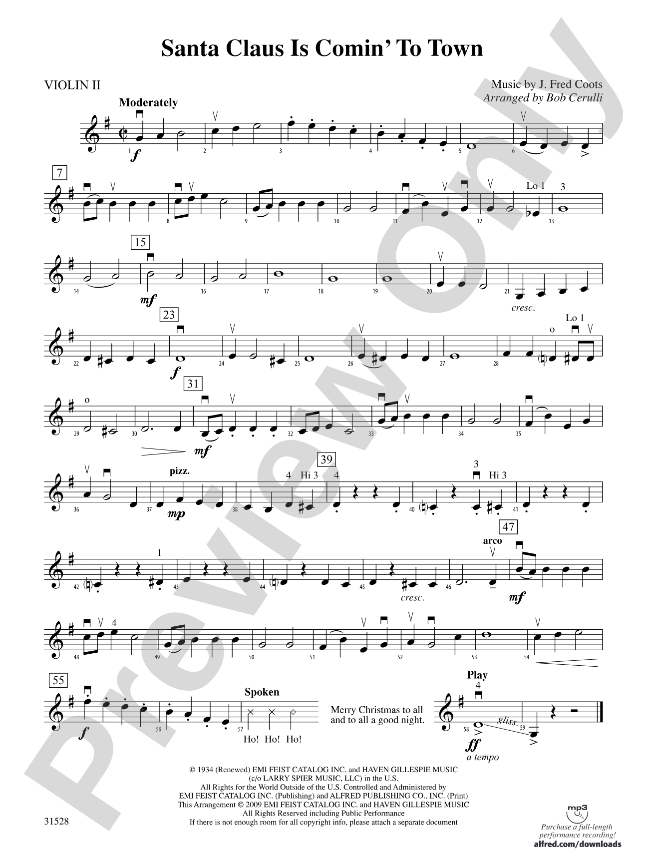 Santa Claus Is Comin' to Town: 2nd Violin