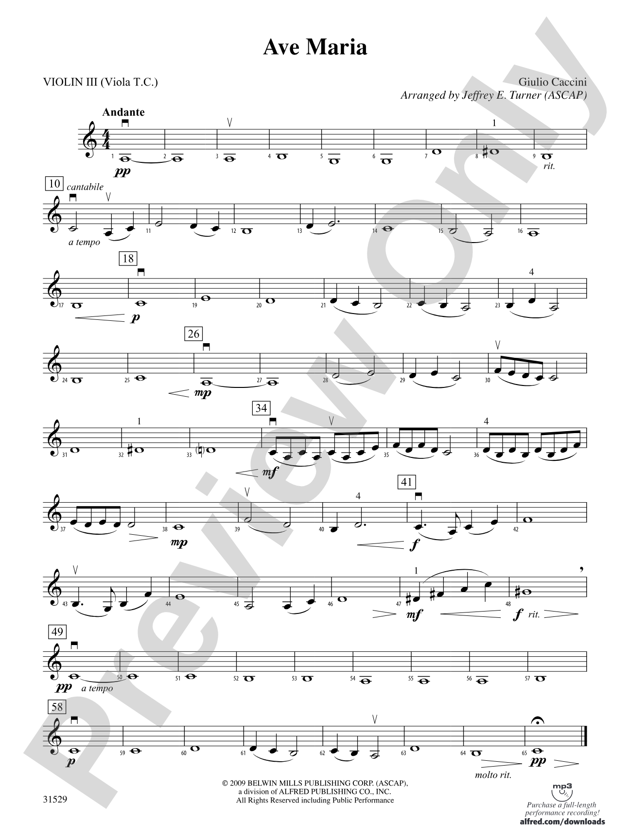 Ave Maria: 3rd Violin (Viola [TC])