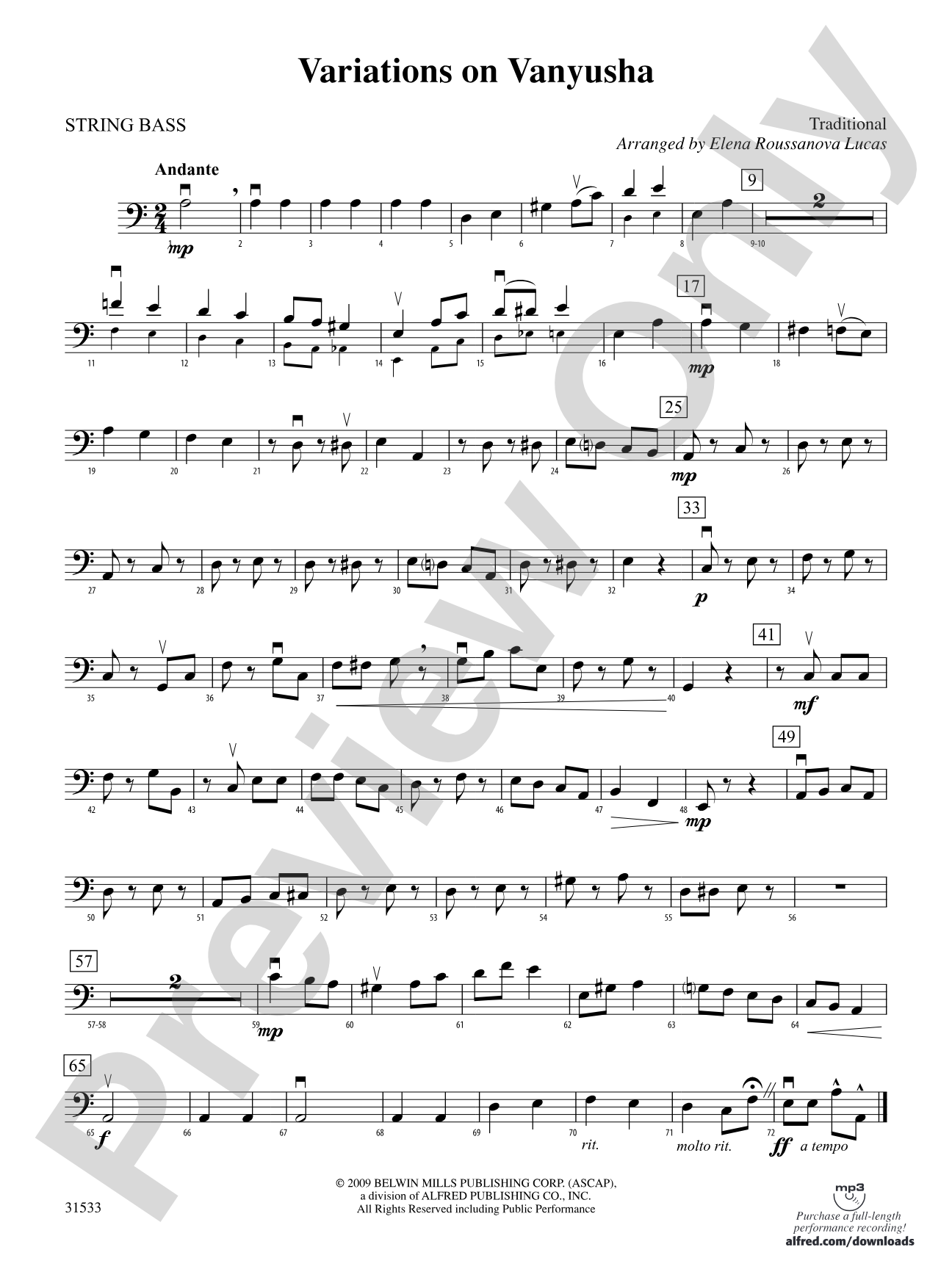 Variations on Vanyusha: String Bass