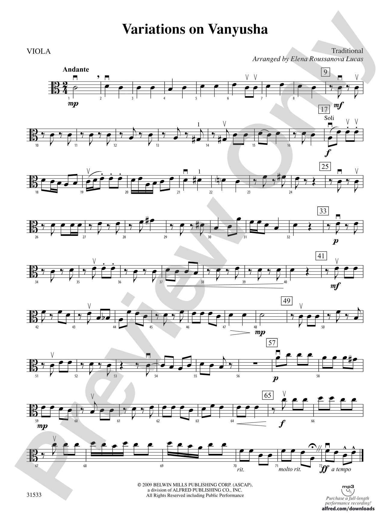 Variations on Vanyusha: Viola