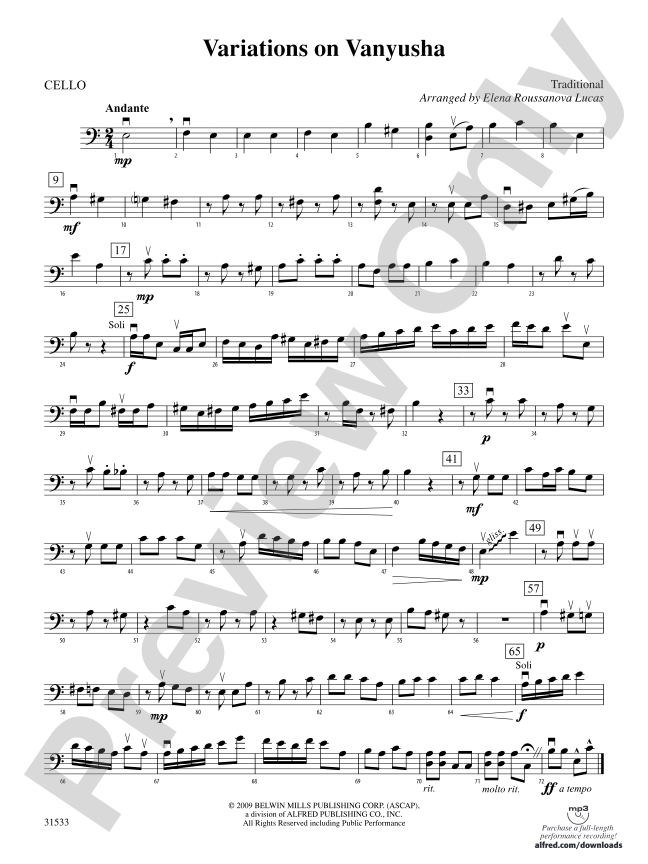 Variations on Vanyusha: Cello