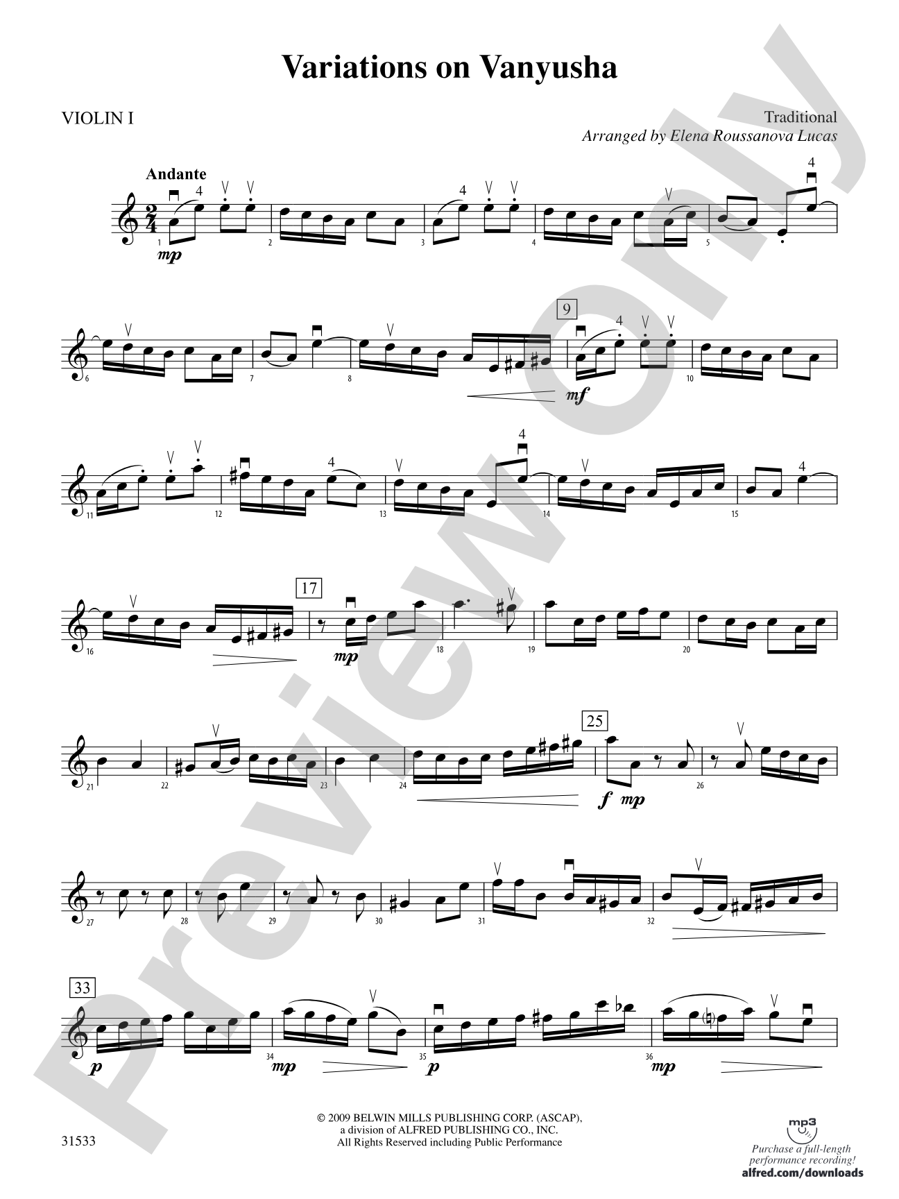 Variations on Vanyusha: 1st Violin