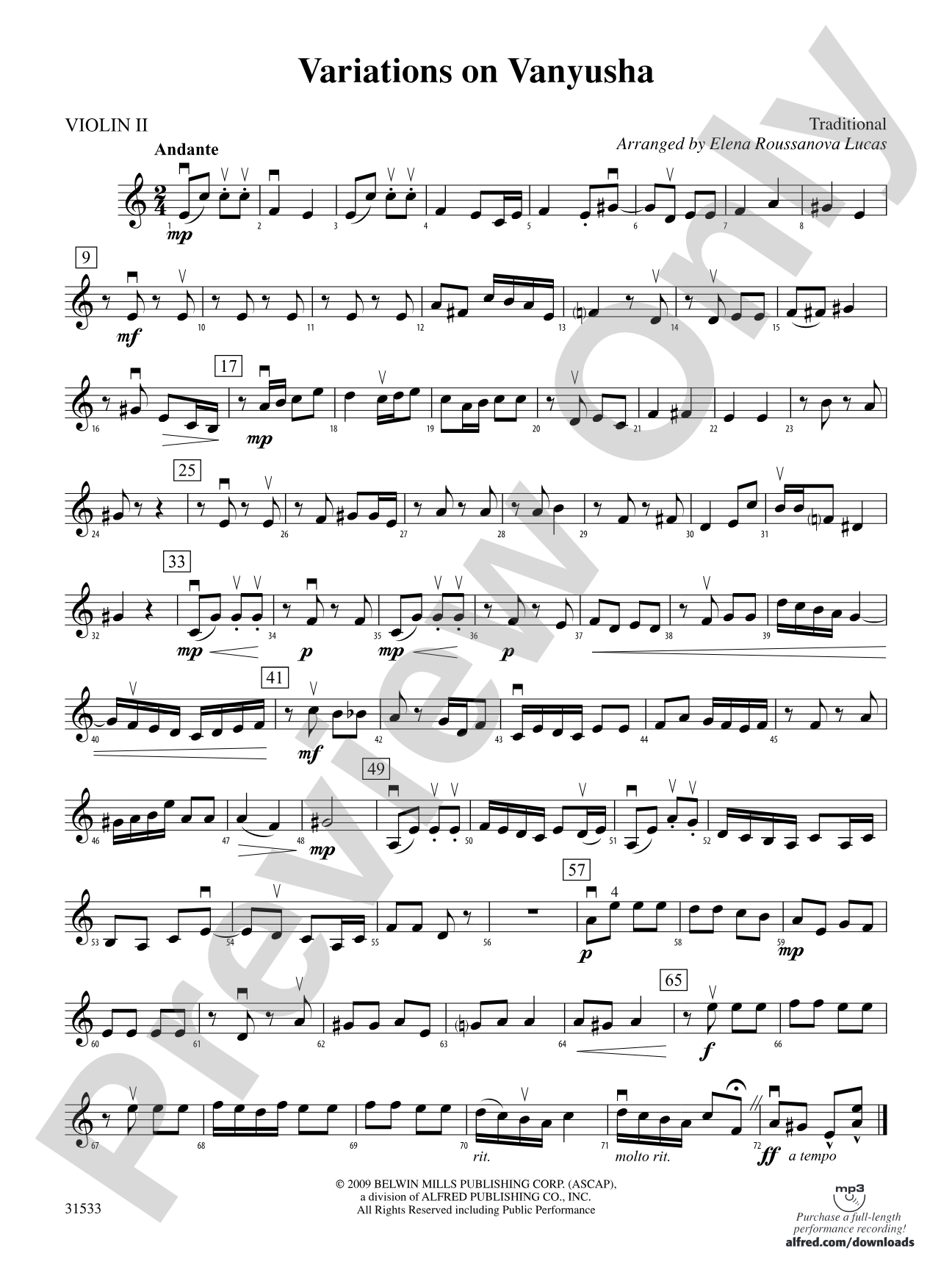 Variations on Vanyusha: 2nd Violin