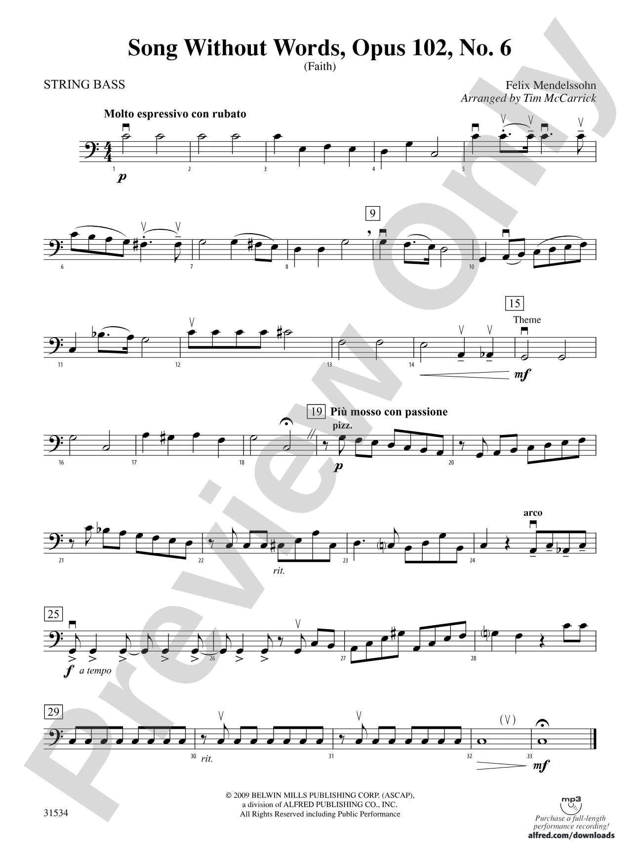 Song Without Words, Opus 102, No. 6 (Faith): String Bass