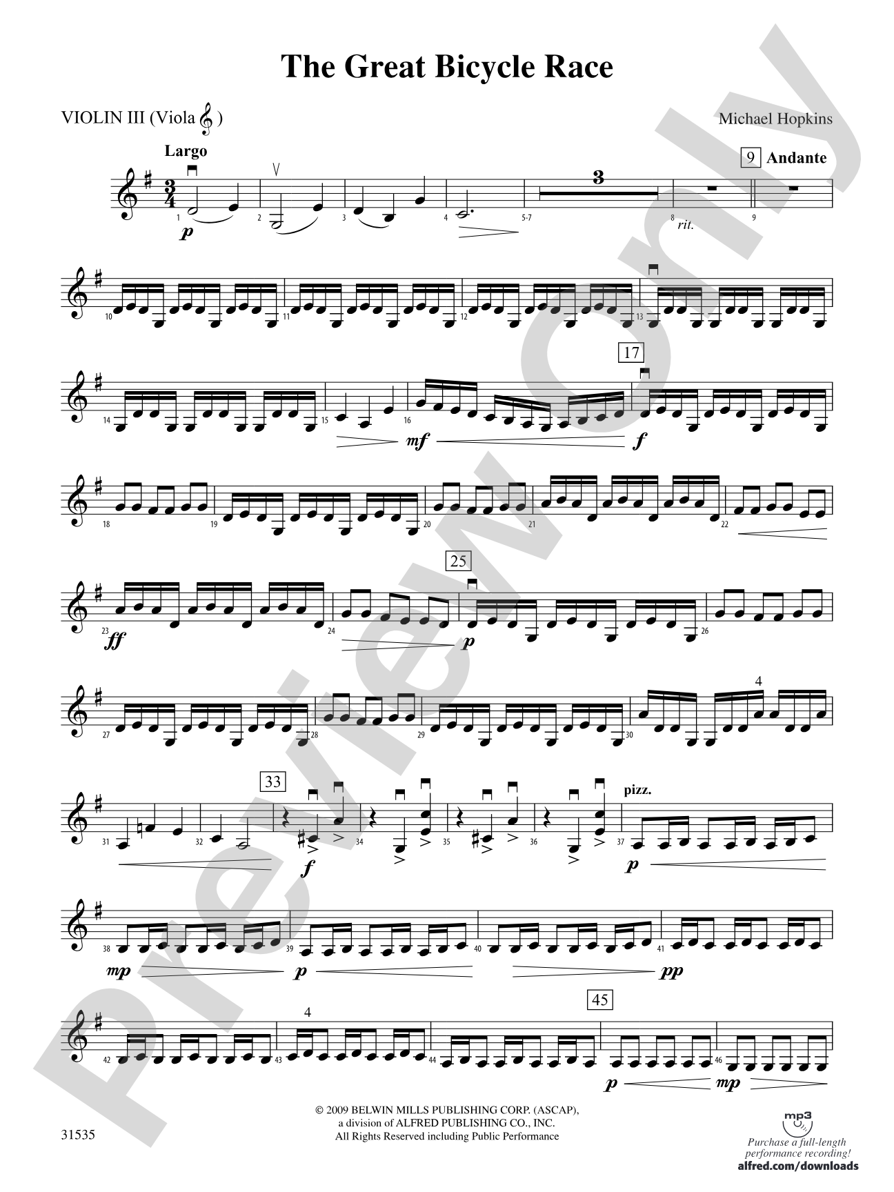 The Great Bicycle Race: 3rd Violin (Viola [TC])