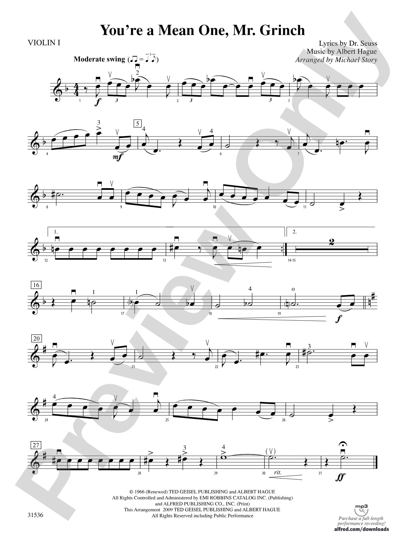 You're a Mean One, Mr. Grinch: 1st Violin
