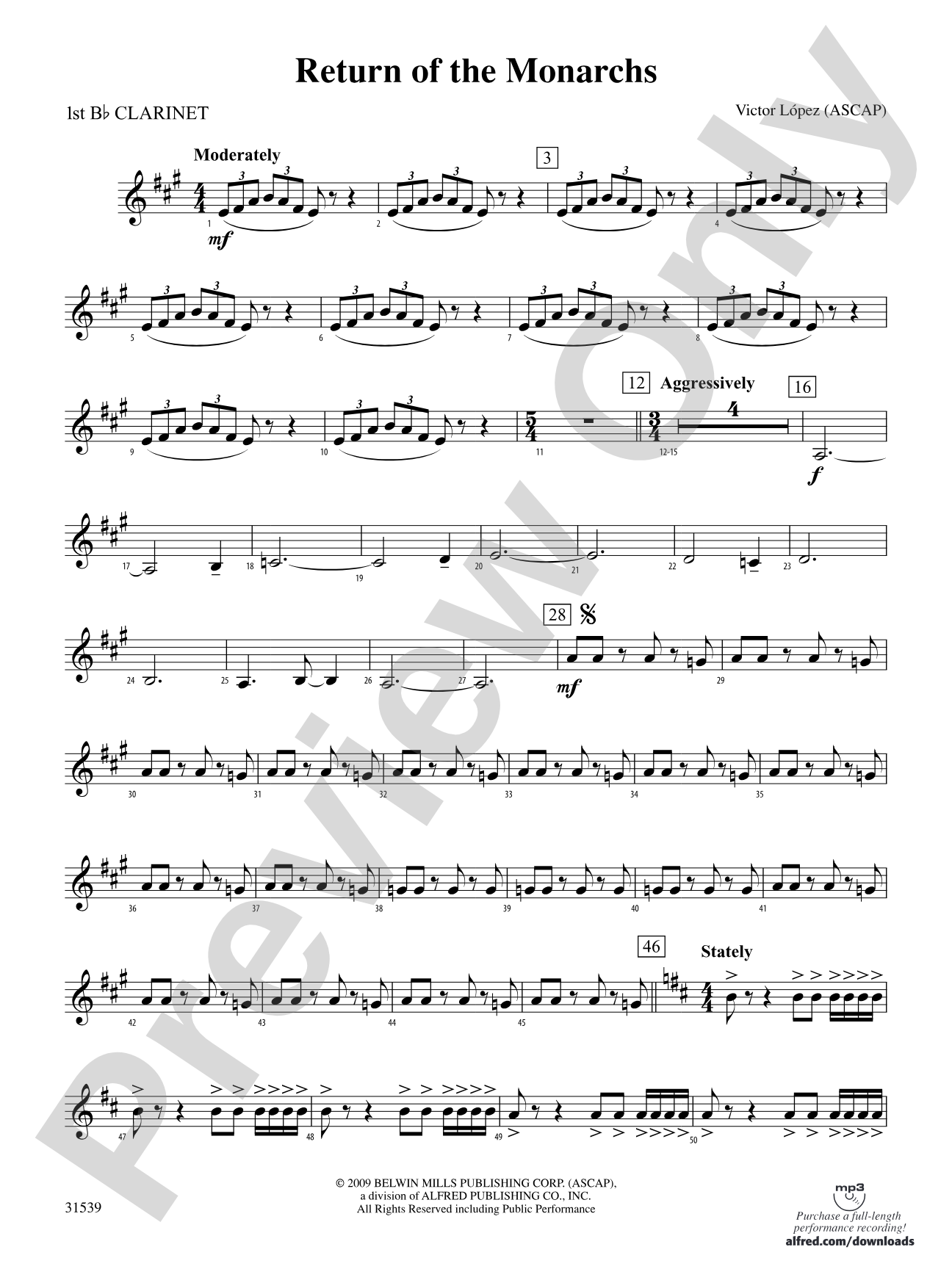Return of the Monarchs: 1st B-flat Clarinet