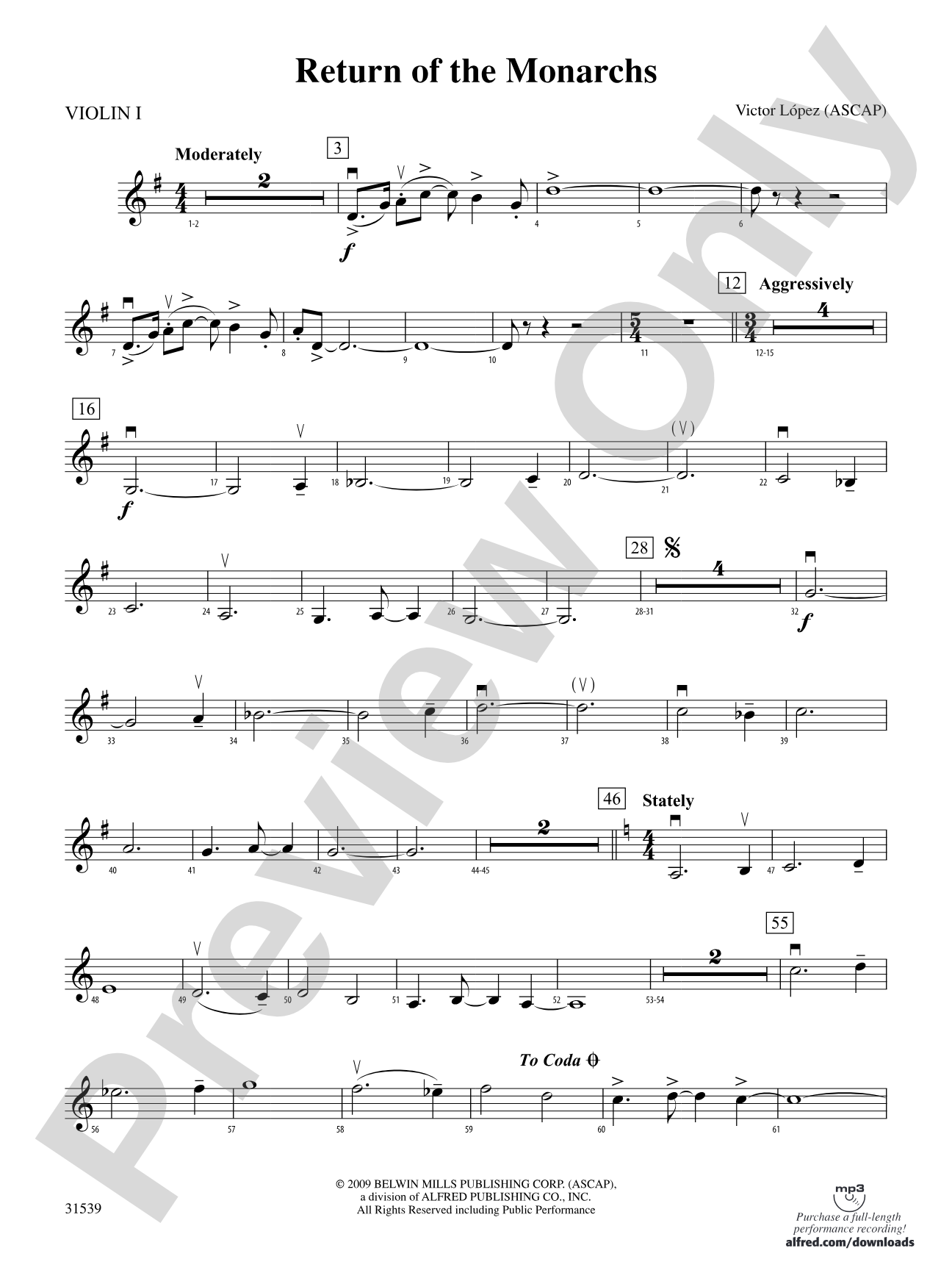 Return of the Monarchs: 1st Violin