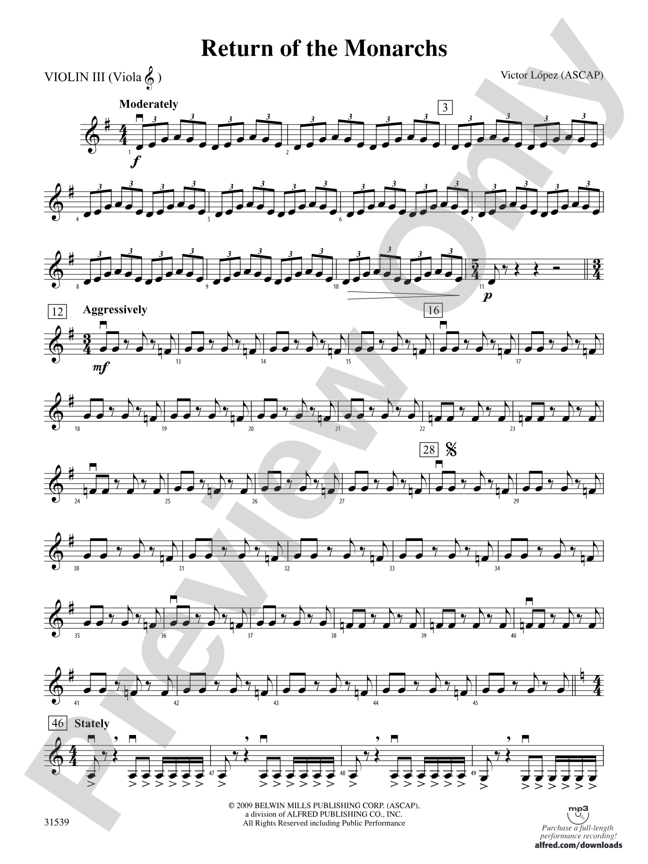 Return of the Monarchs: 3rd Violin (Viola [TC])