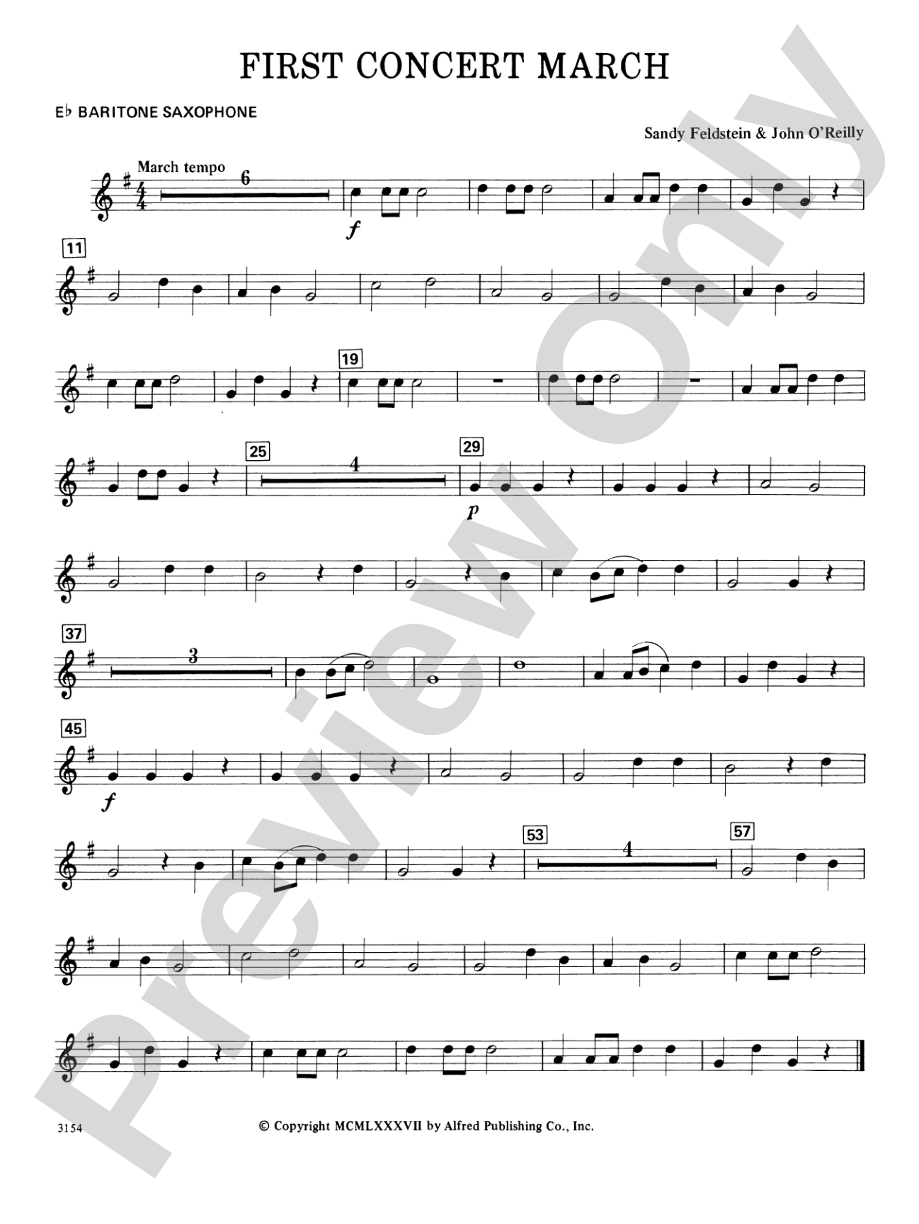 First Concert March: E-flat Baritone Saxophone
