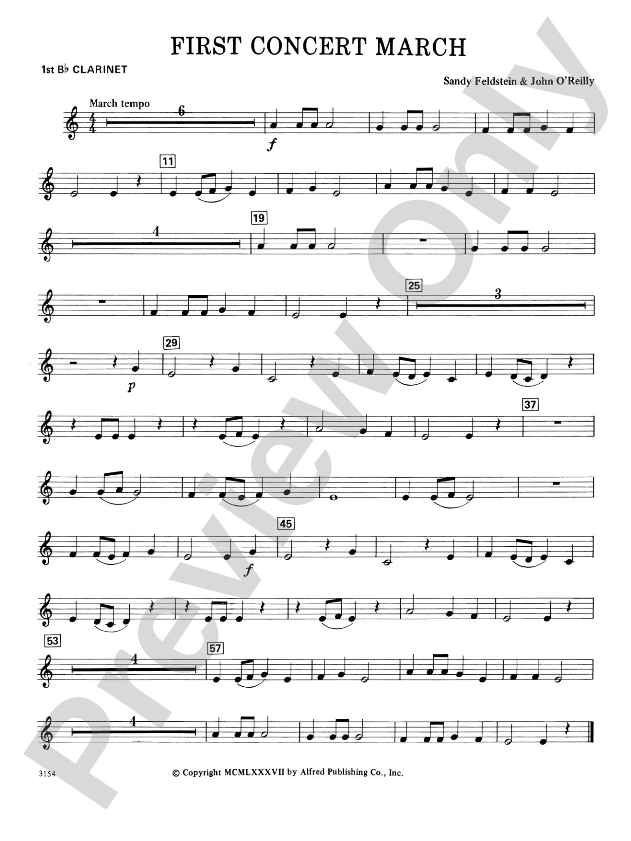 First Concert March: 1st B-flat Clarinet