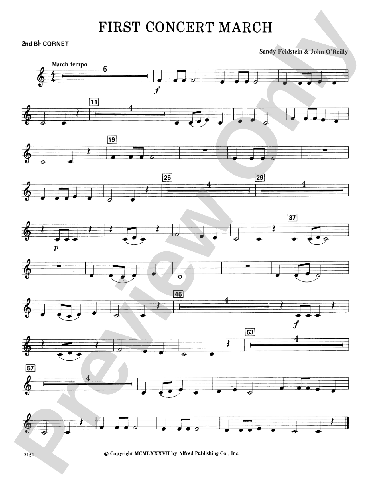 First Concert March: 2nd B-flat Cornet