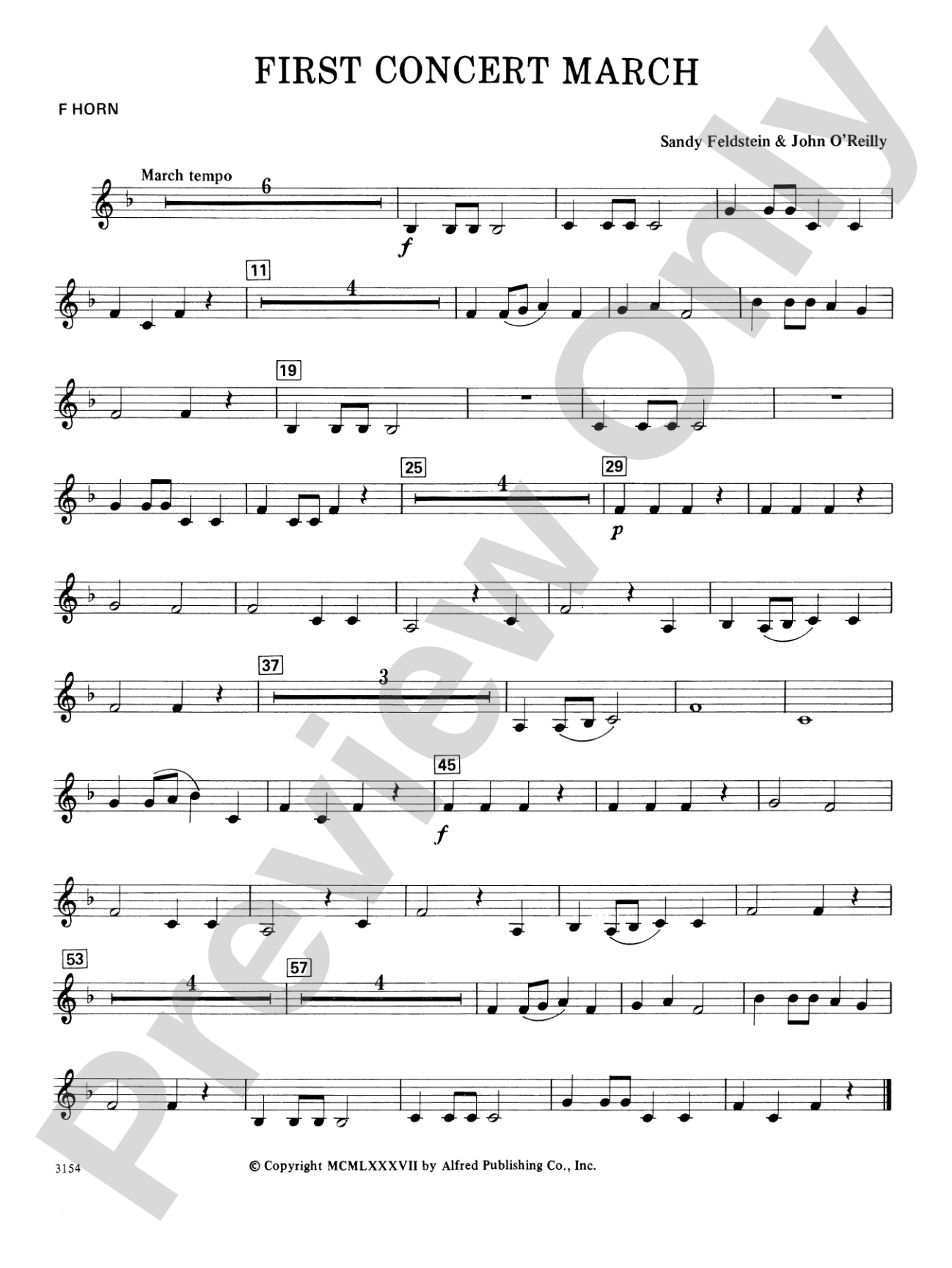 First Concert March: 1st F Horn