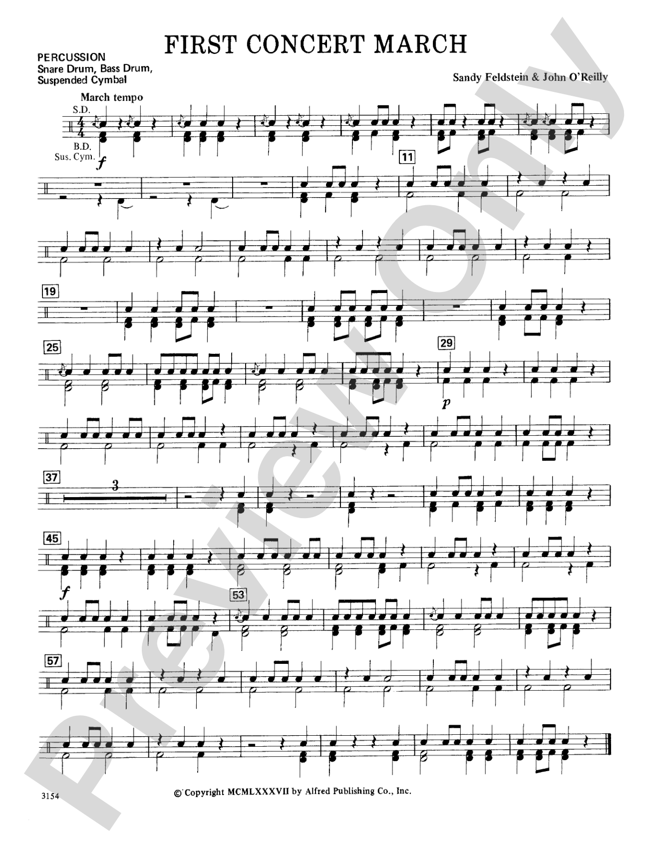 First Concert March: 1st Percussion