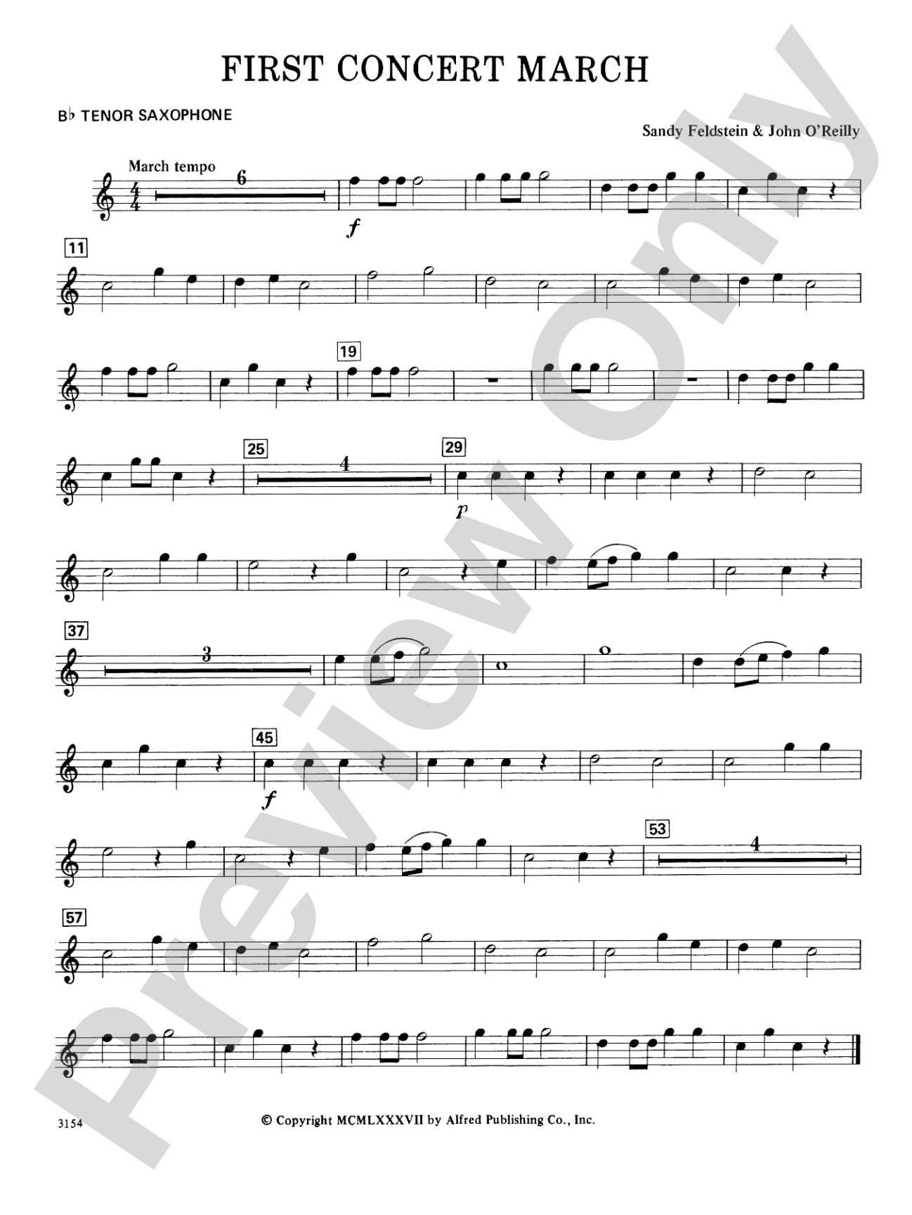First Concert March: B-flat Tenor Saxophone