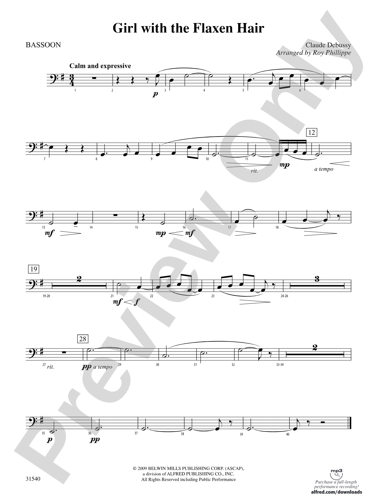 Girl with the Flaxen Hair: Bassoon
