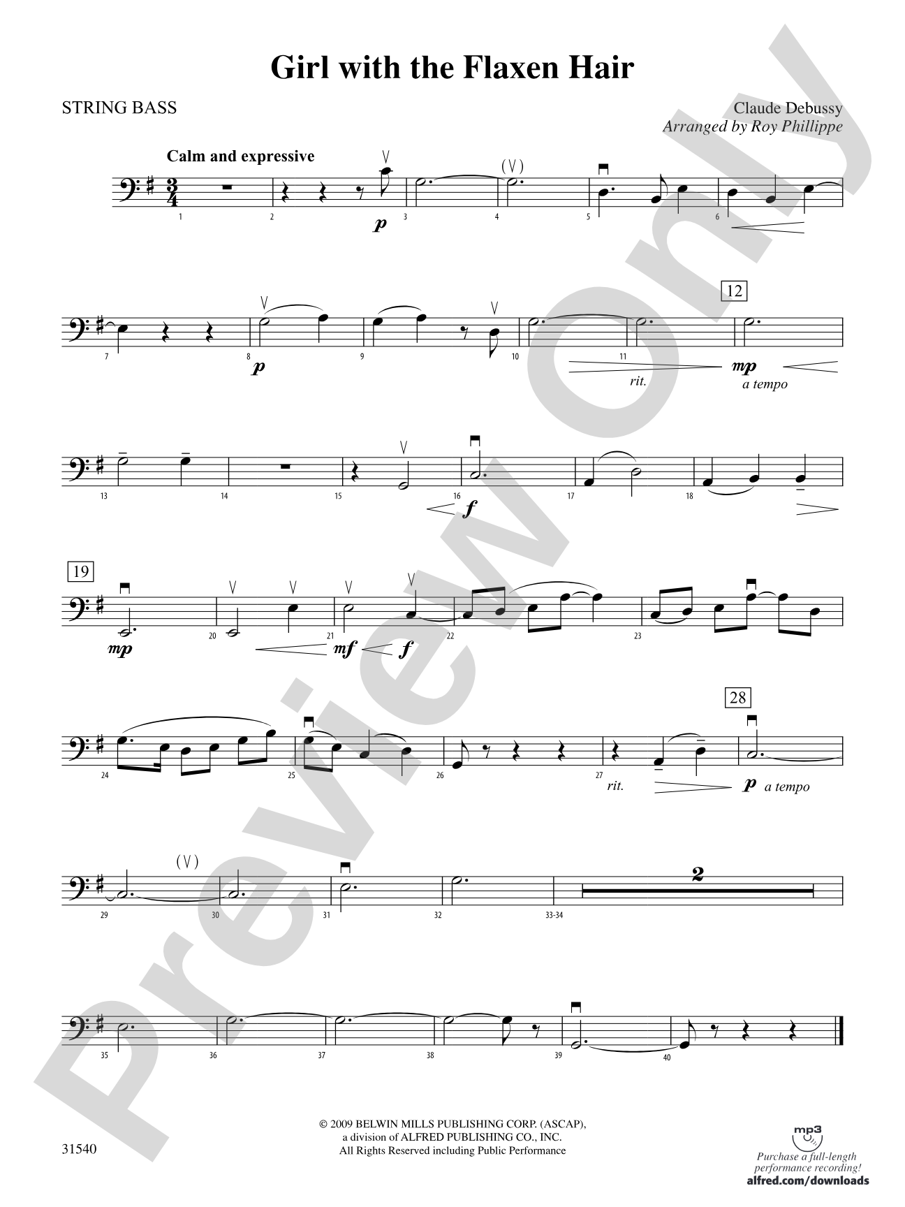 Girl with the Flaxen Hair: String Bass