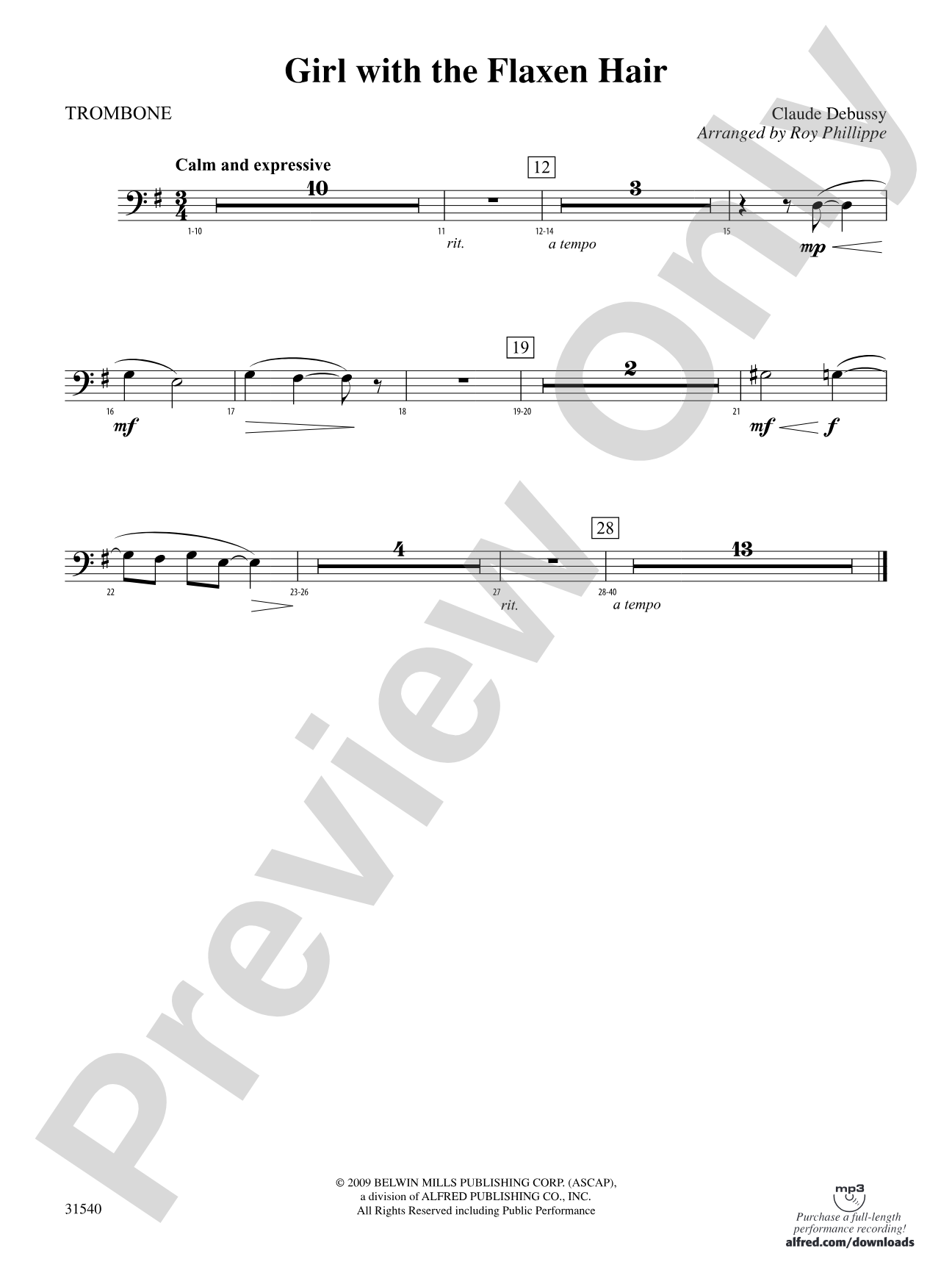 Girl with the Flaxen Hair: 1st Trombone