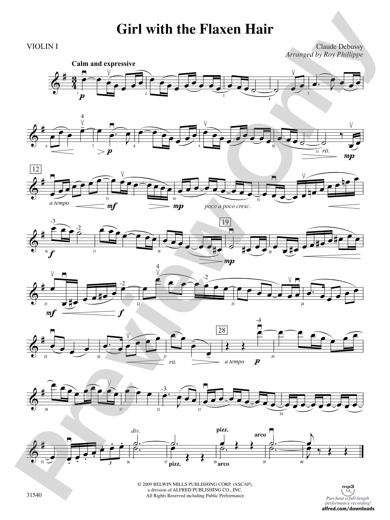Girl with the Flaxen Hair: 1st Violin