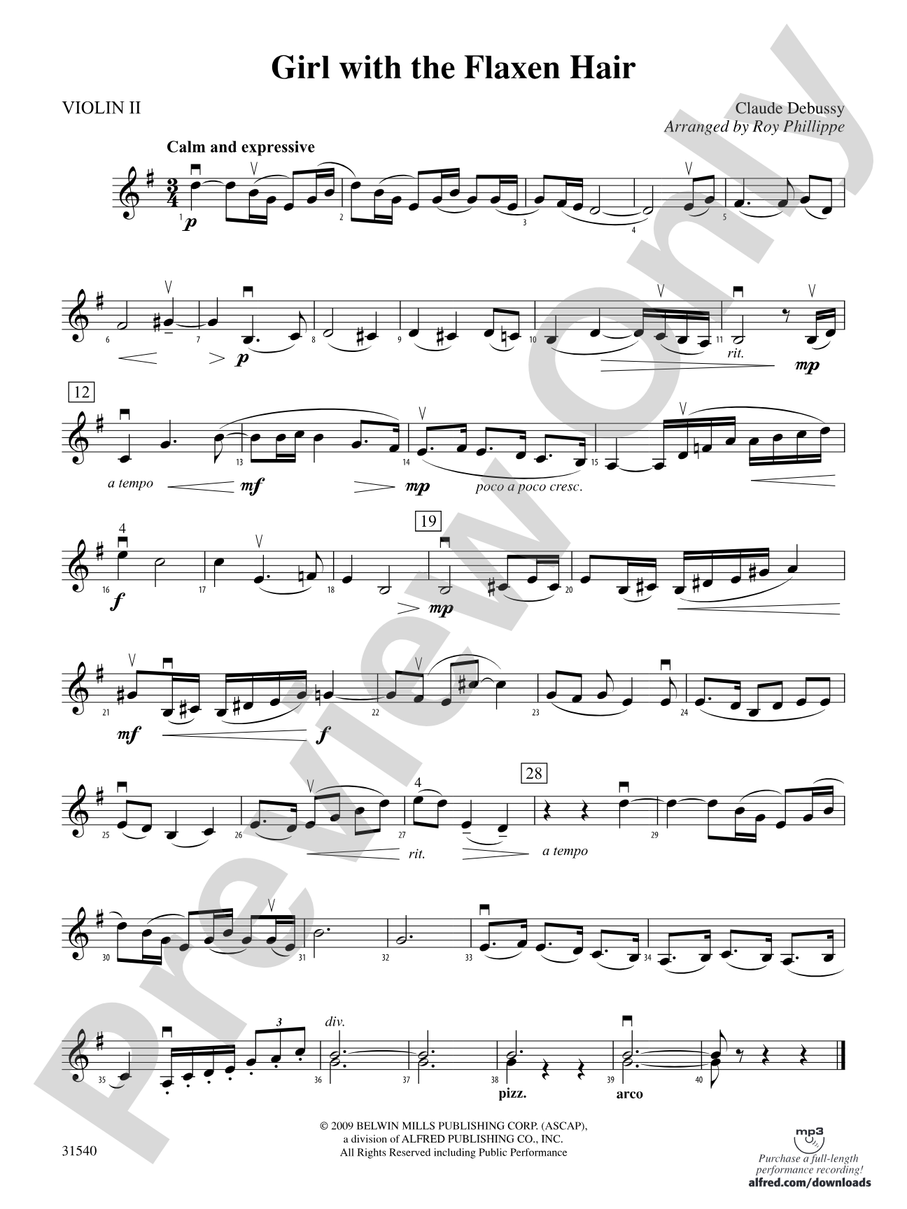 Girl with the Flaxen Hair: 2nd Violin
