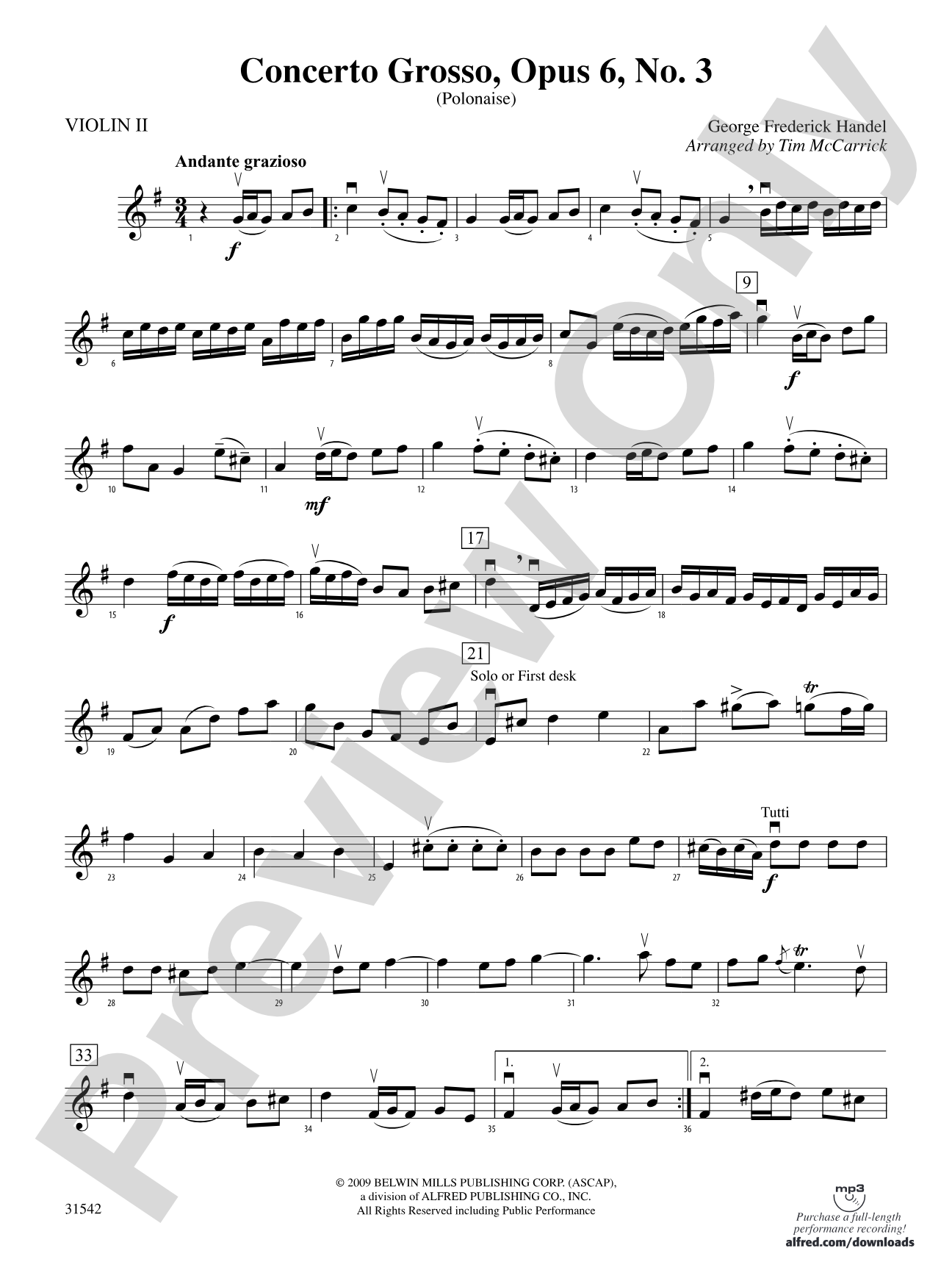 Concerto Grosso, Opus 6, No. 3 (Polonaise): 2nd Violin