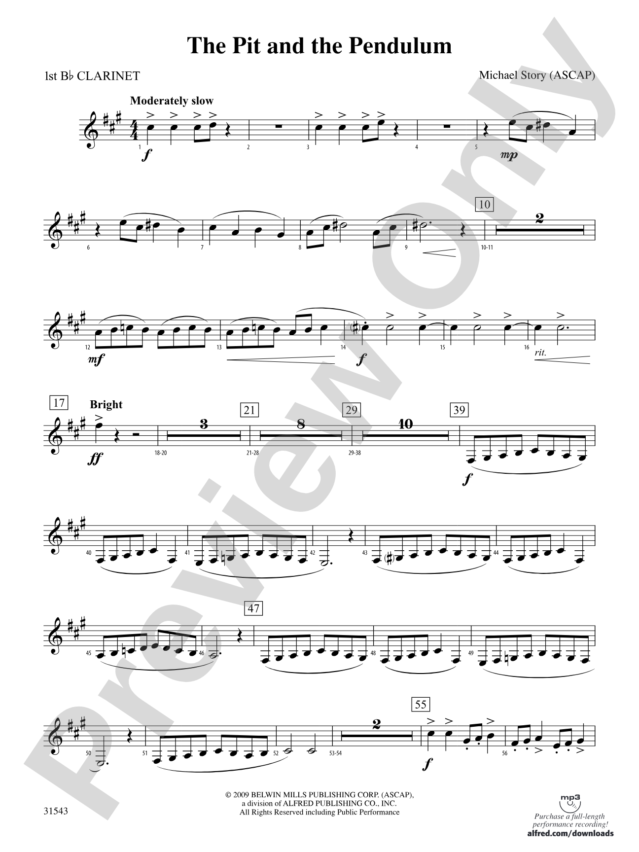 The Pit and the Pendulum: 1st B-flat Clarinet