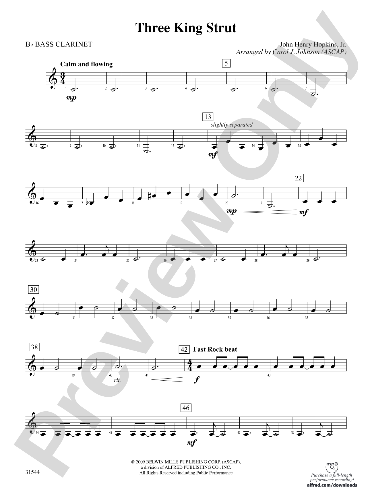Three King Strut: B-flat Bass Clarinet