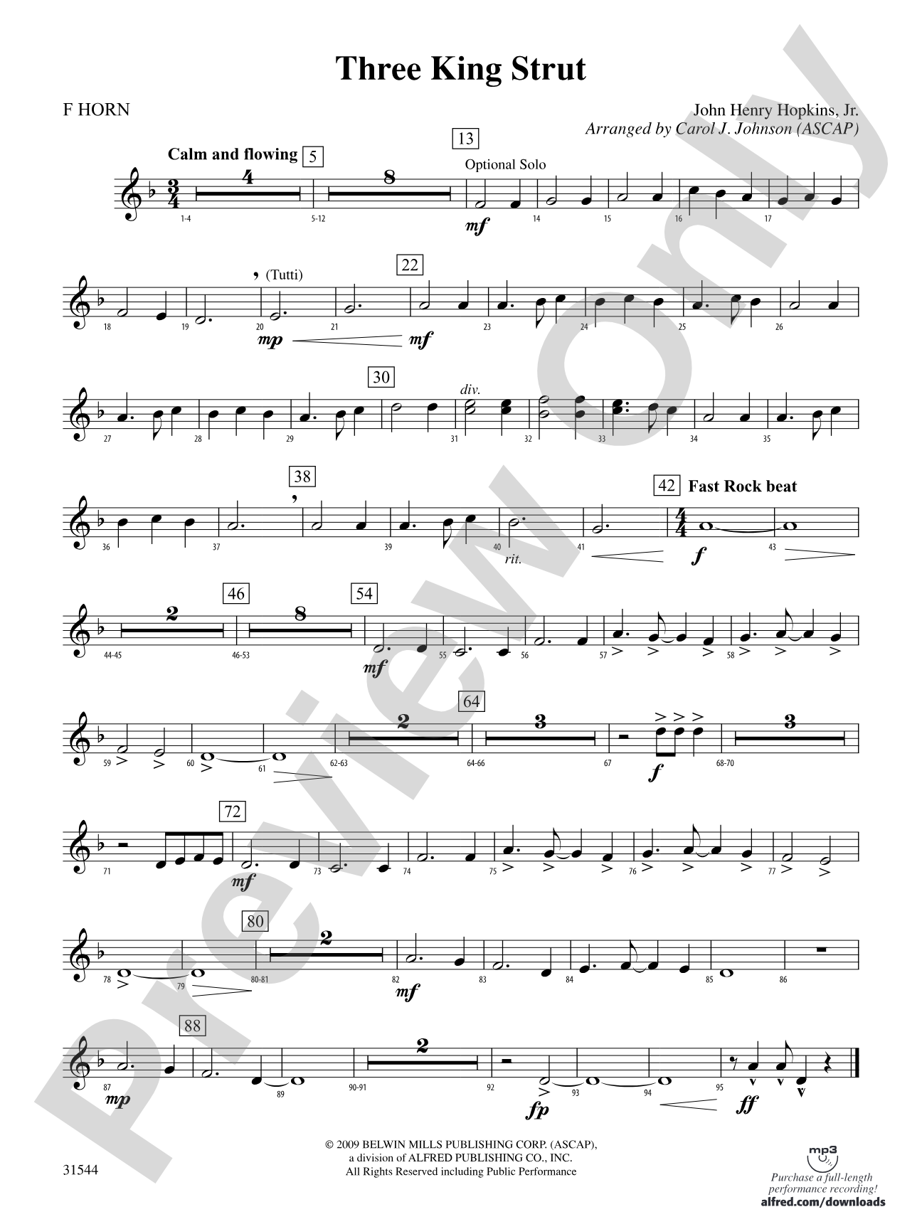 Three King Strut: 1st F Horn