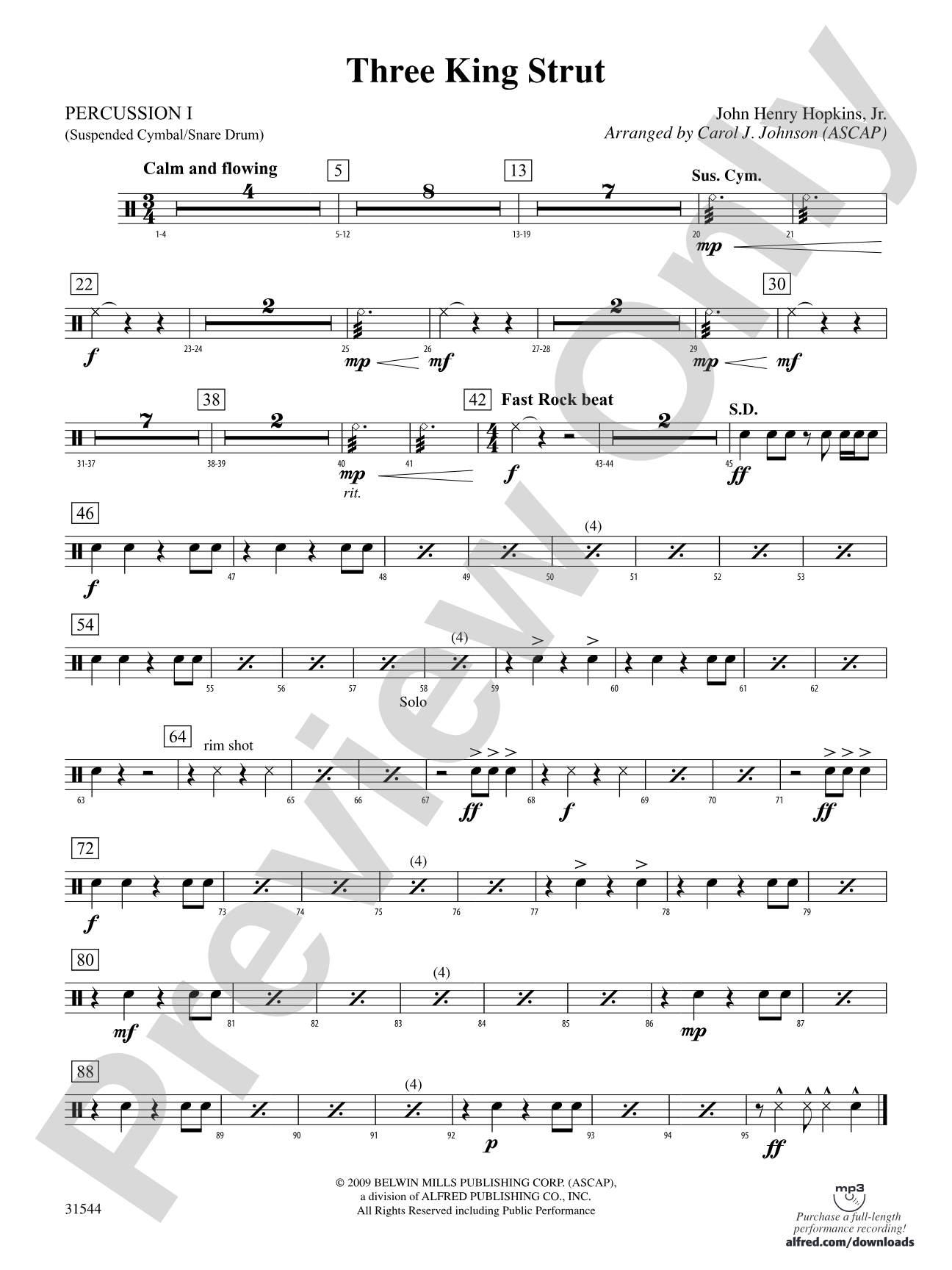 Three King Strut: 1st Percussion