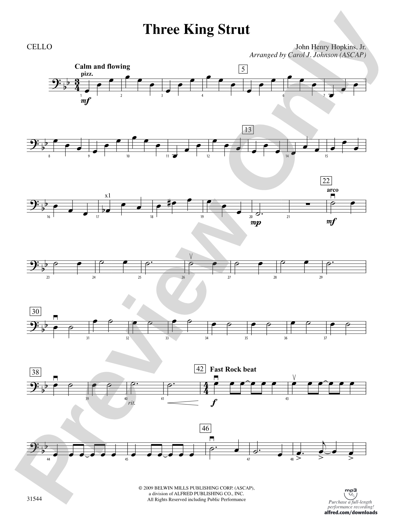 Three King Strut: Cello