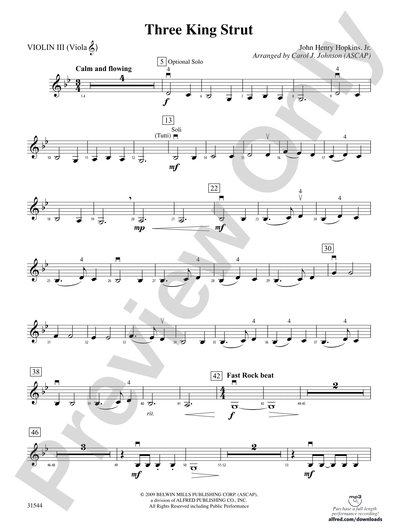 Three King Strut: 3rd Violin (Viola [TC])